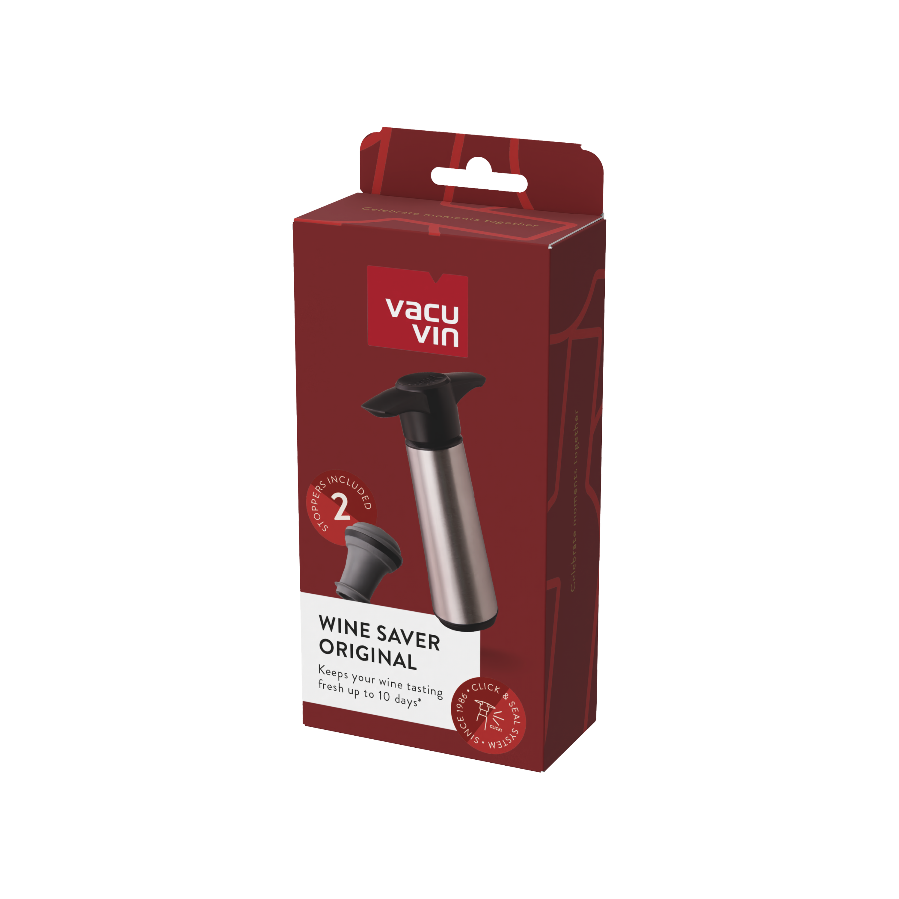 Vacu Vin Wine Saver Stainless Steel (1 Pump, 2 Stoppers)