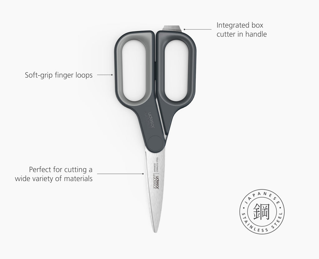 PlusCut™ Grey Scissors with Integrated Box Cutter