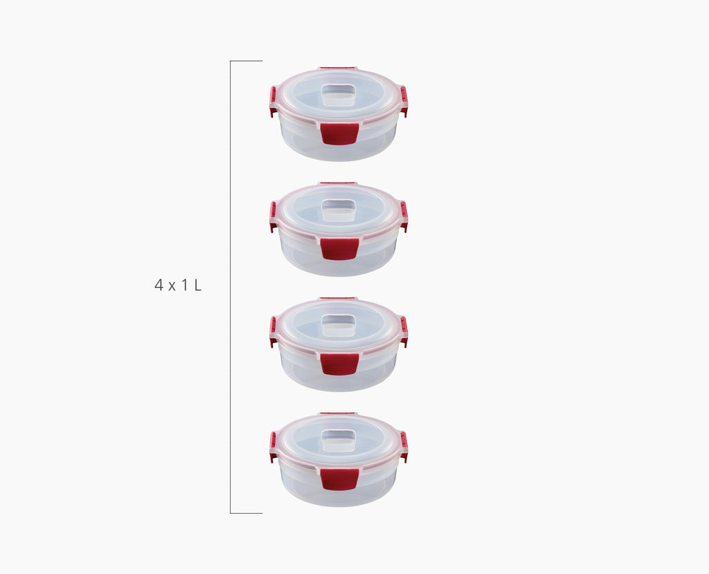 Nest™ Lock 4-Piece Red 1L Round Food Container Set