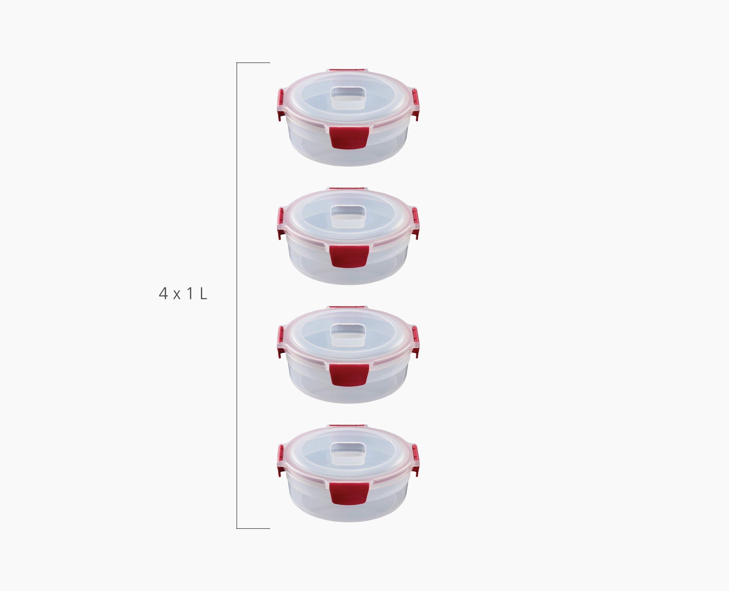 Nest™ Lock 4-Piece Red 1L Round Food Container Set