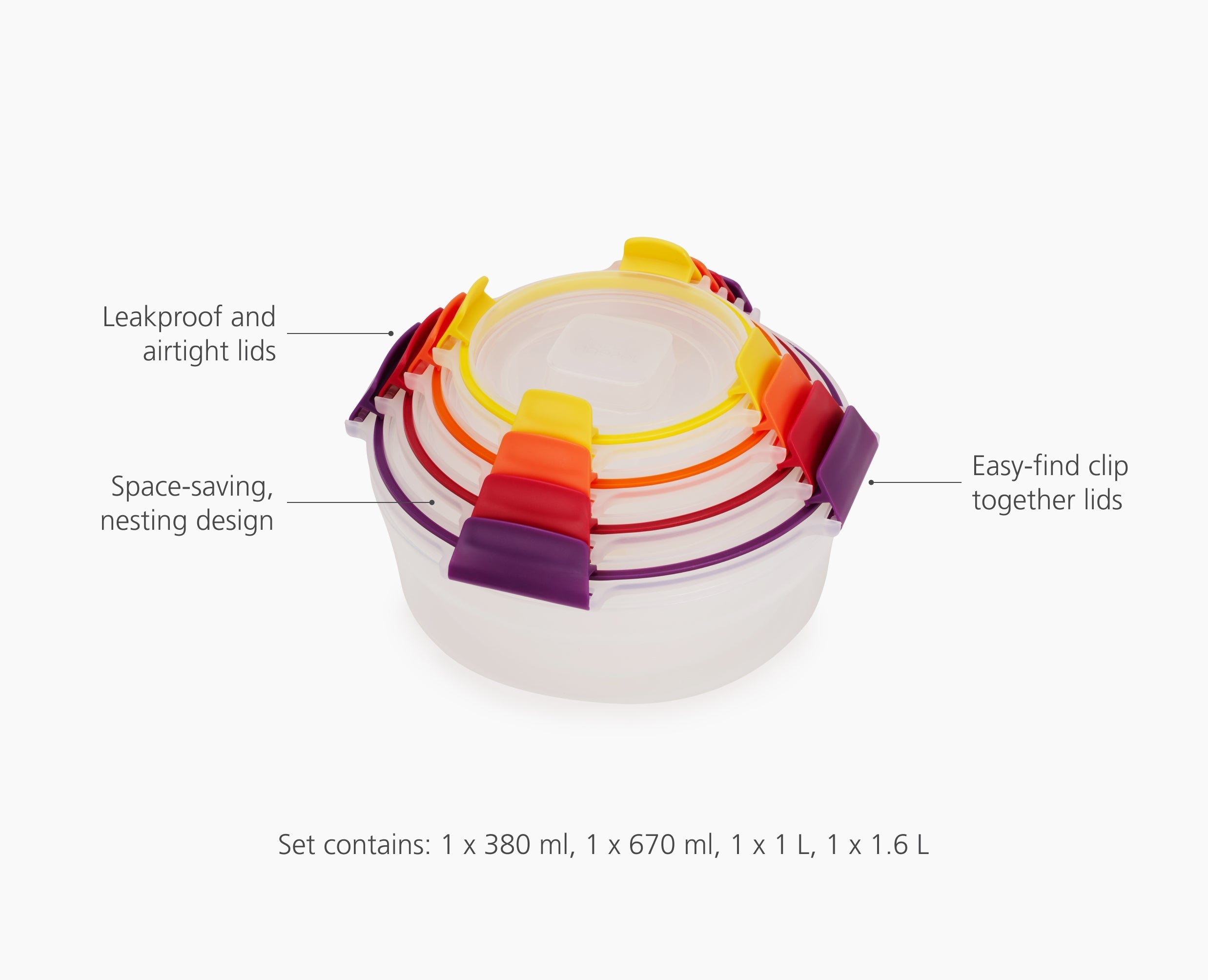Nest™ Lock 4-Piece Multicolour Round Food Container Set