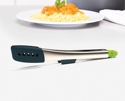 Elevate™ Grey Silicone Steel Tongs