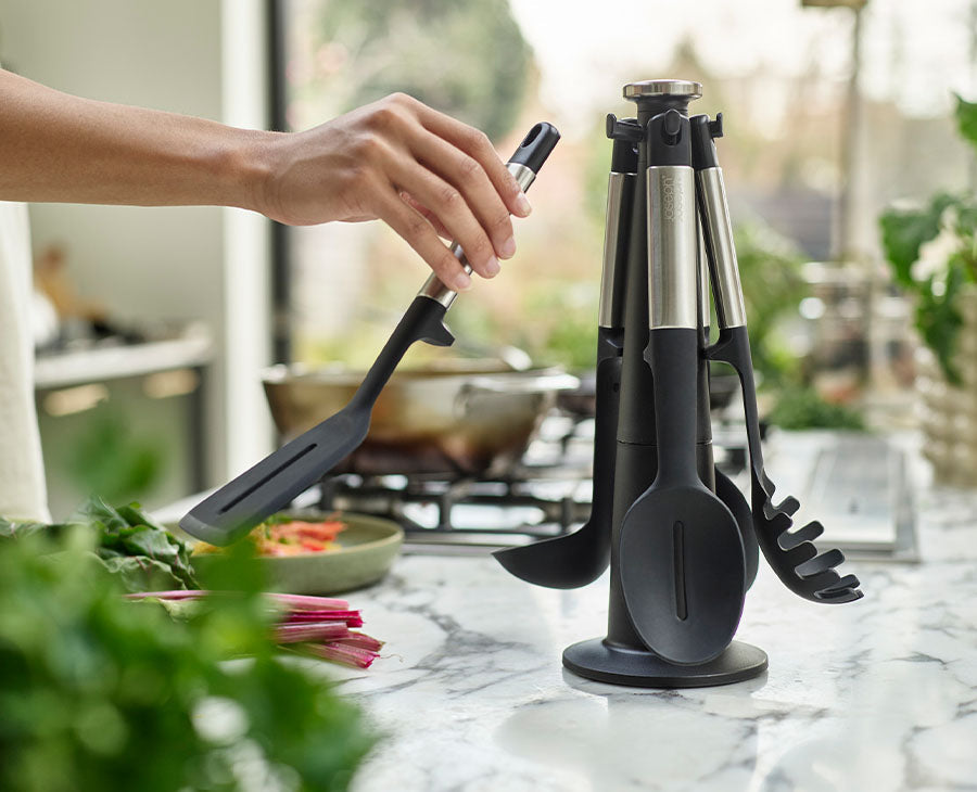 Elevate™ Stainless-steel Silicone 5-piece Utensils Carousel Set