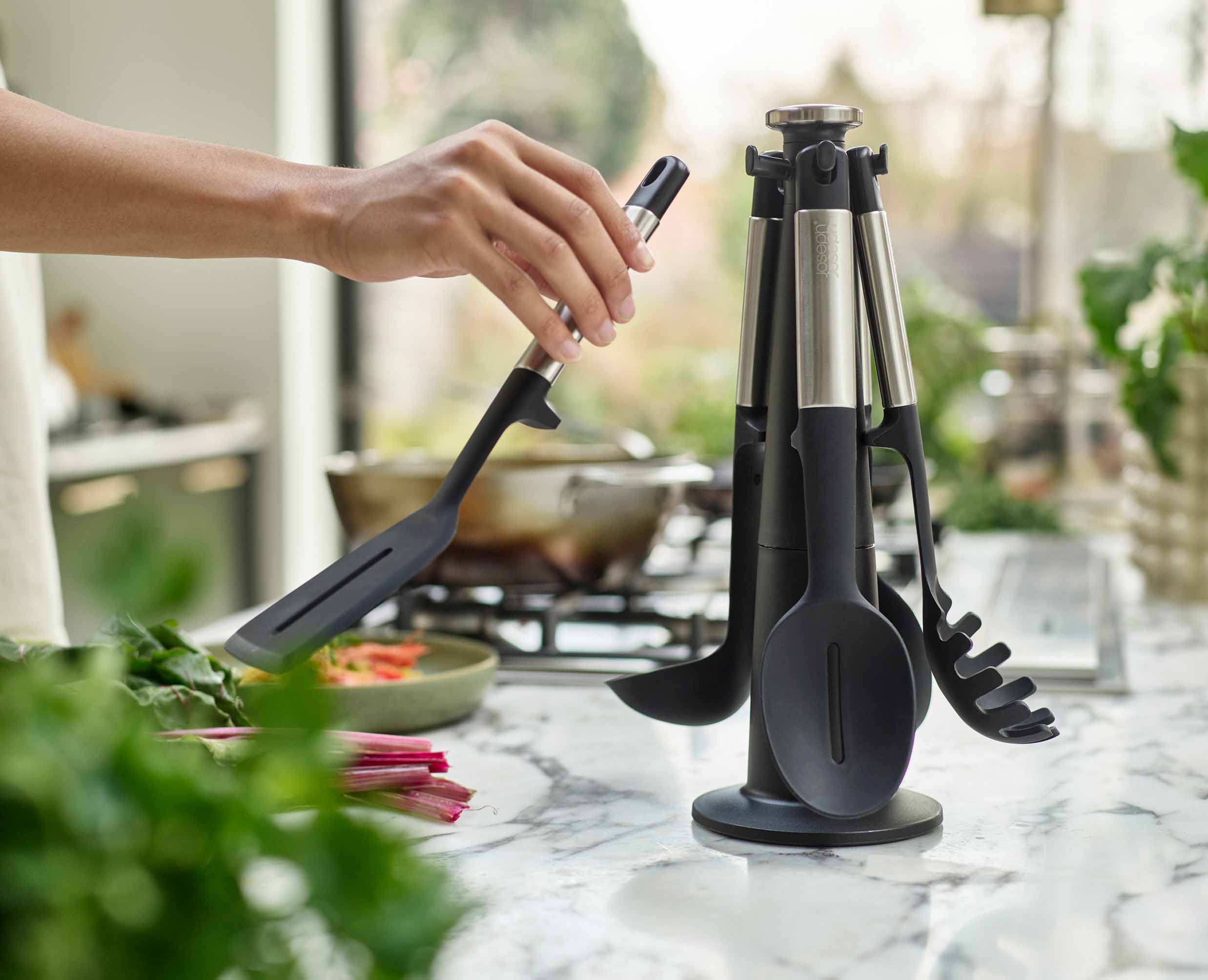 Elevate™ Stainless-steel Silicone 5-piece Utensils Carousel Set