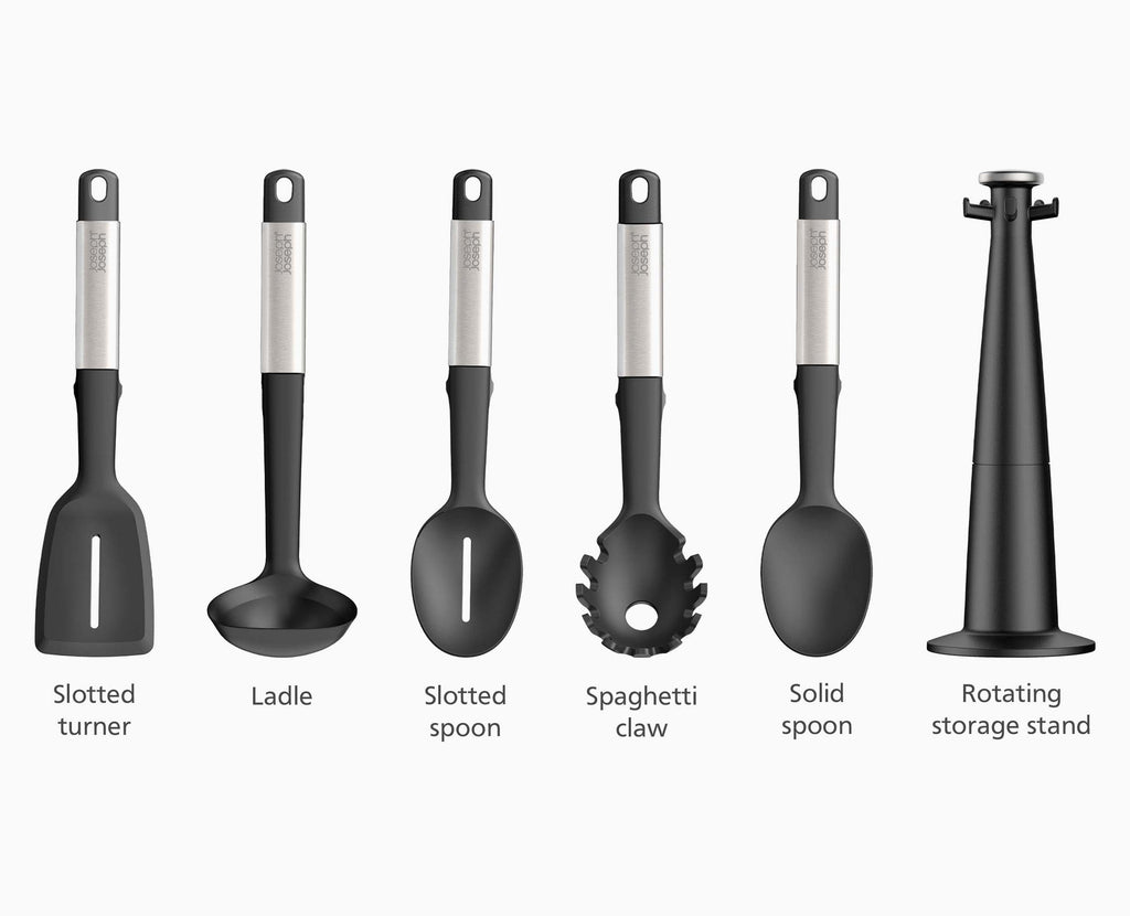 Elevate™ Stainless-steel Silicone 5-piece Utensils Carousel Set
