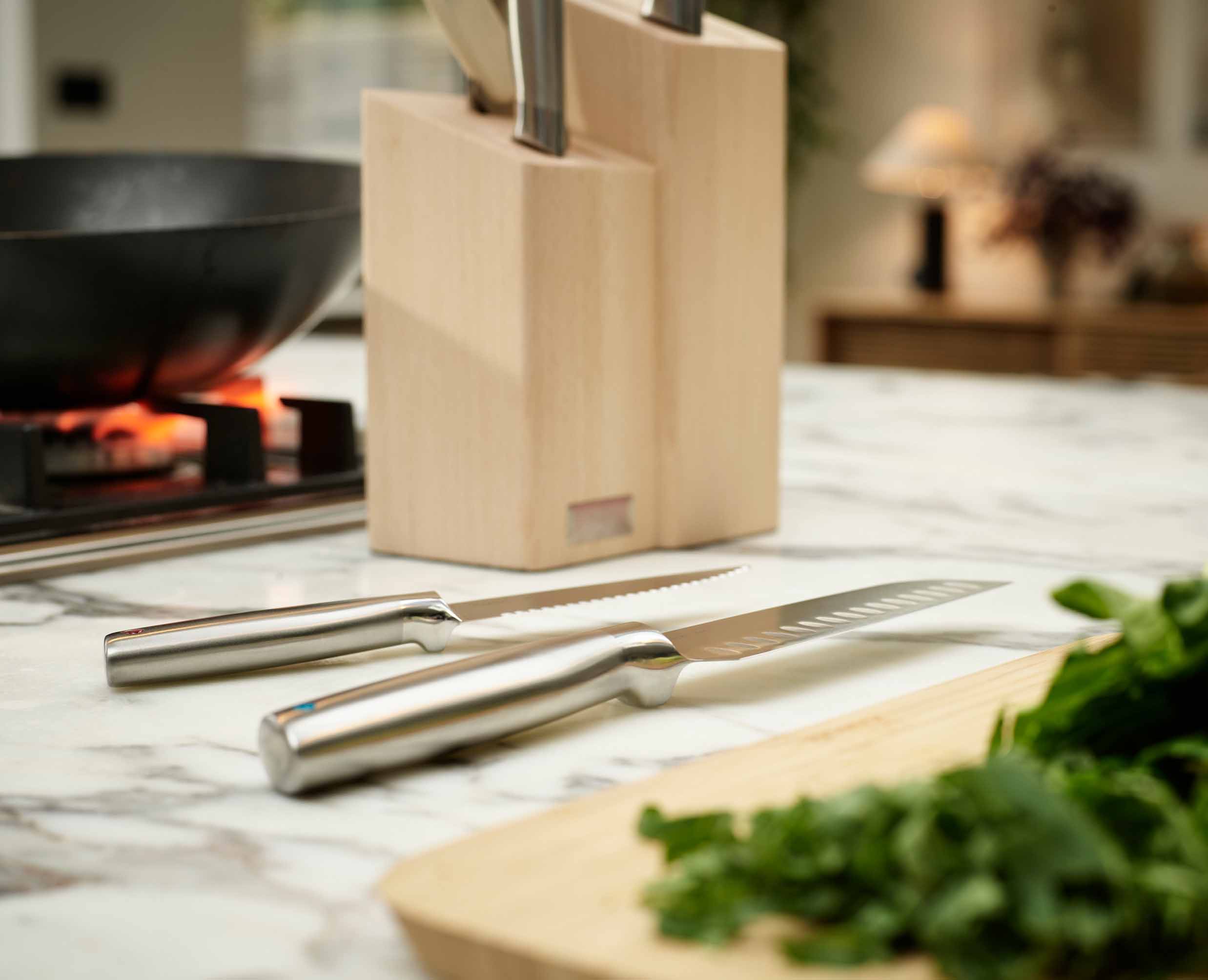 Elevate™ Fusion 5-piece Knife & Scissor Set with Beechwood Block