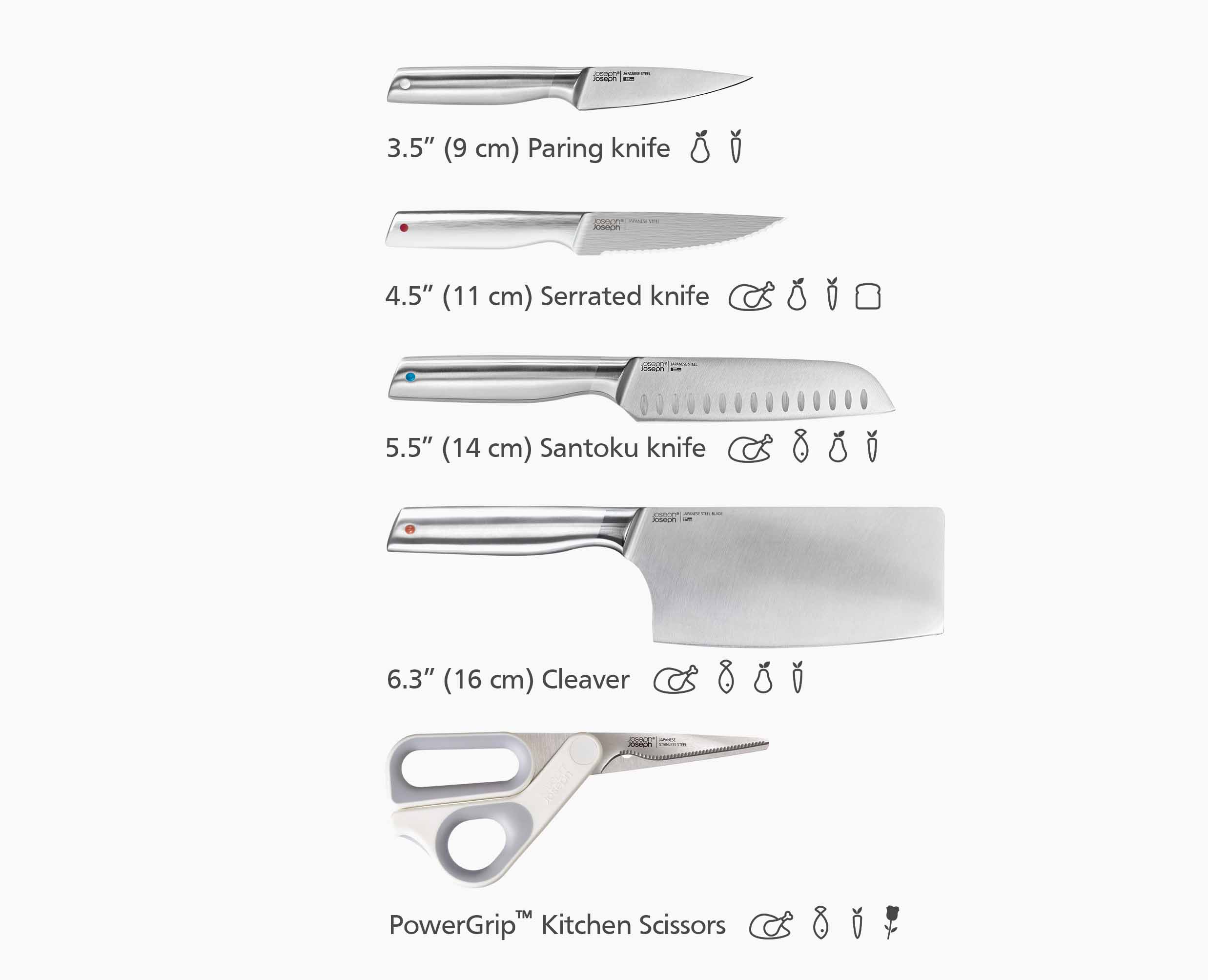 Elevate™ Fusion 5-piece Knife & Scissor Set with Beechwood Block