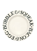 Black Toast Bacon & Egg Large Dinner Plate, 10.5 Inch
