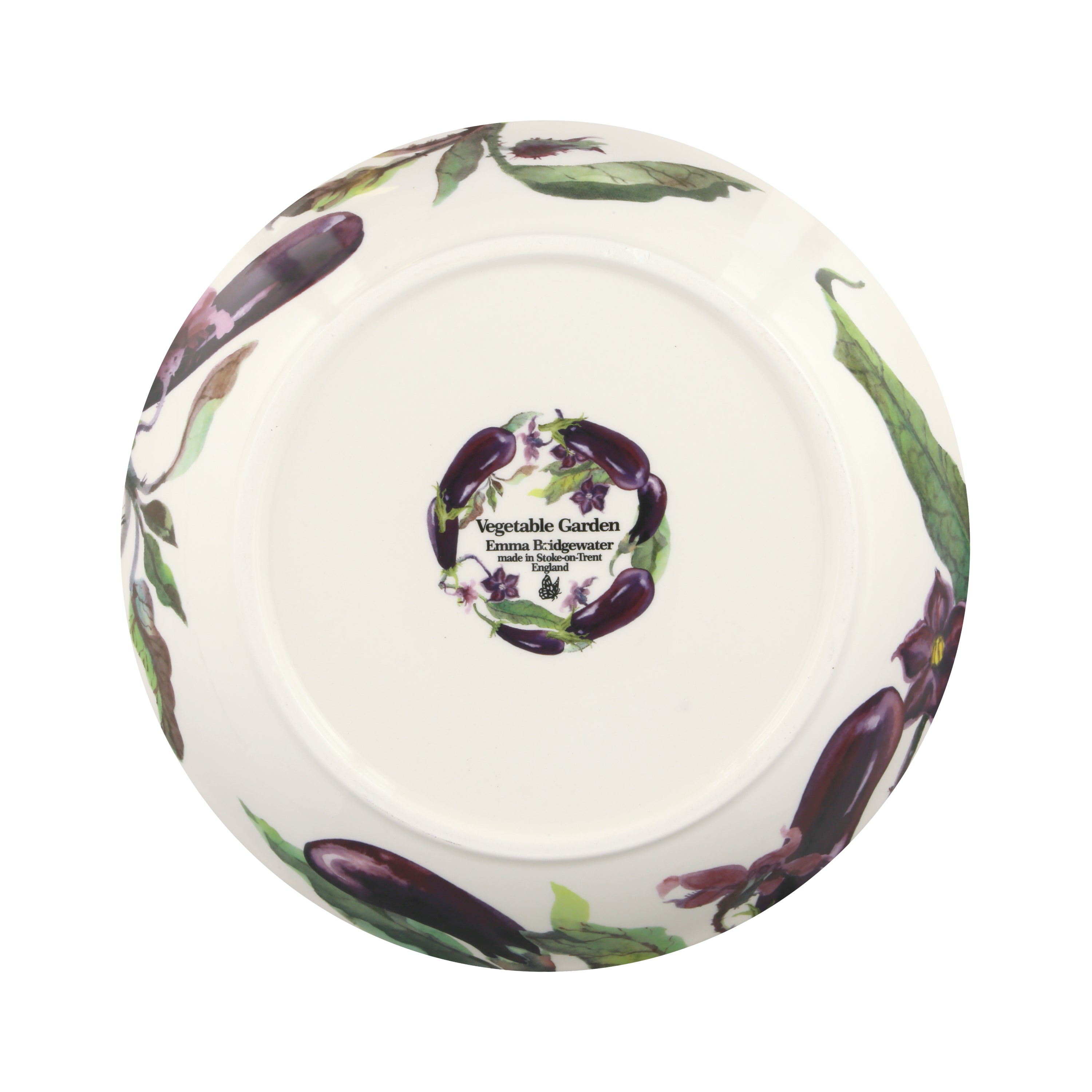 Emma Bridgewater Vegetable Garden Aubergine and flowers Medium Pasta Bowl
