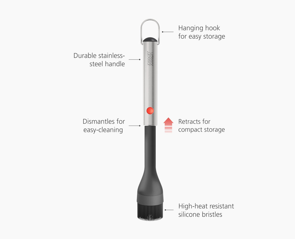 GrillOut™ Black BBQ Silicone Basting Brush with Extending Handle