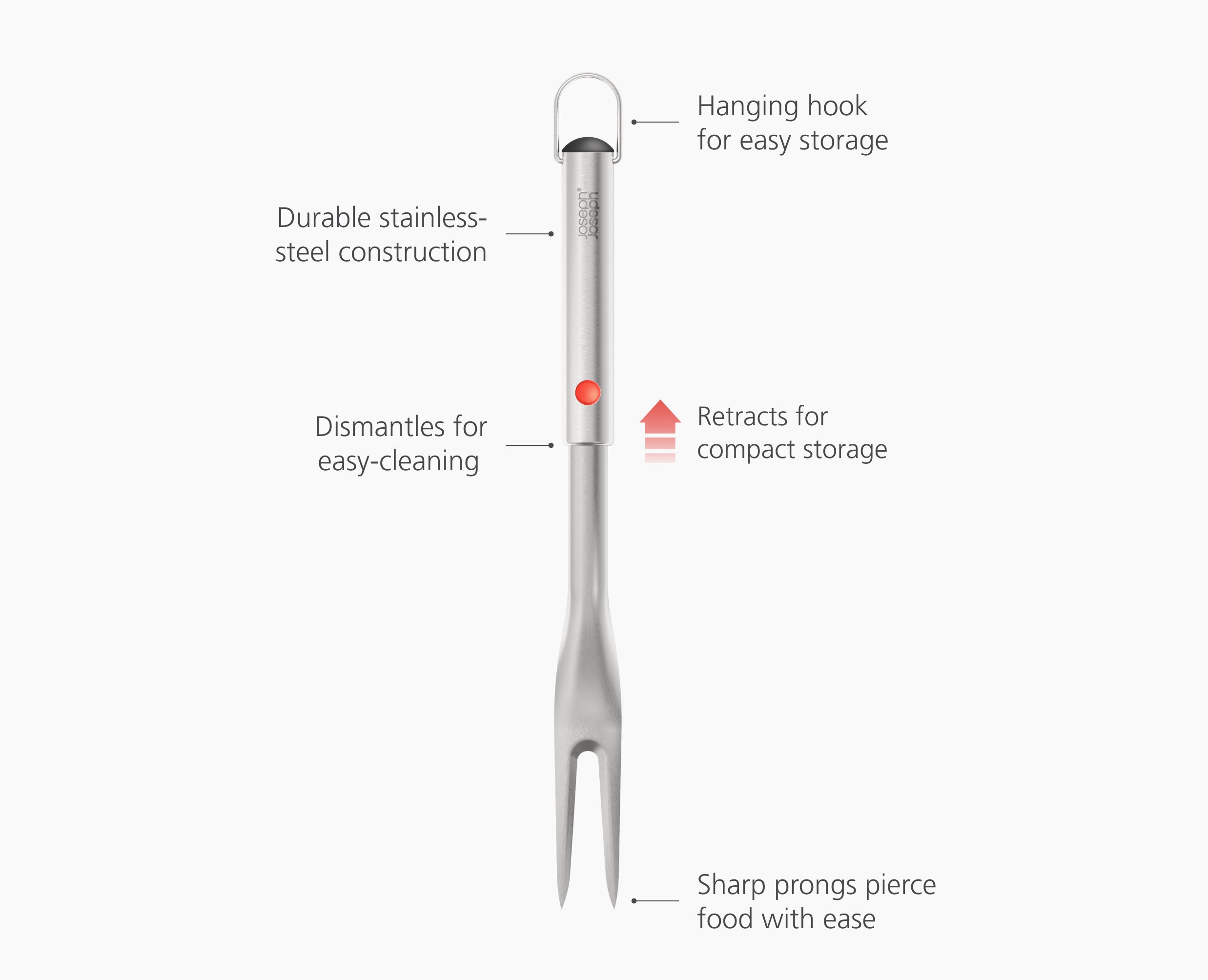 GrillOut™ Stainless-Steel BBQ Fork with Extending Handle