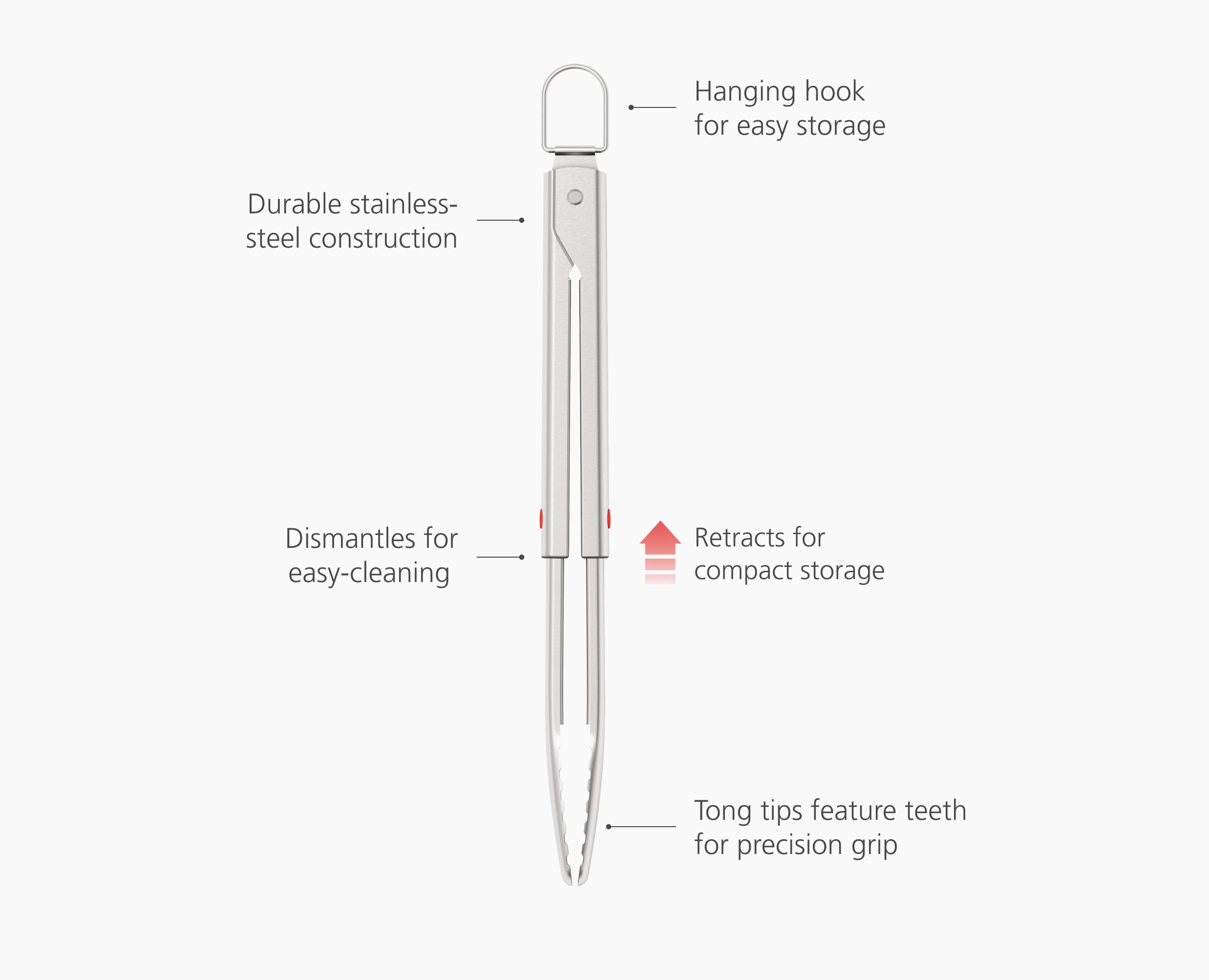 GrillOut™ Stainless-Steel BBQ Tongs with Extending Handle