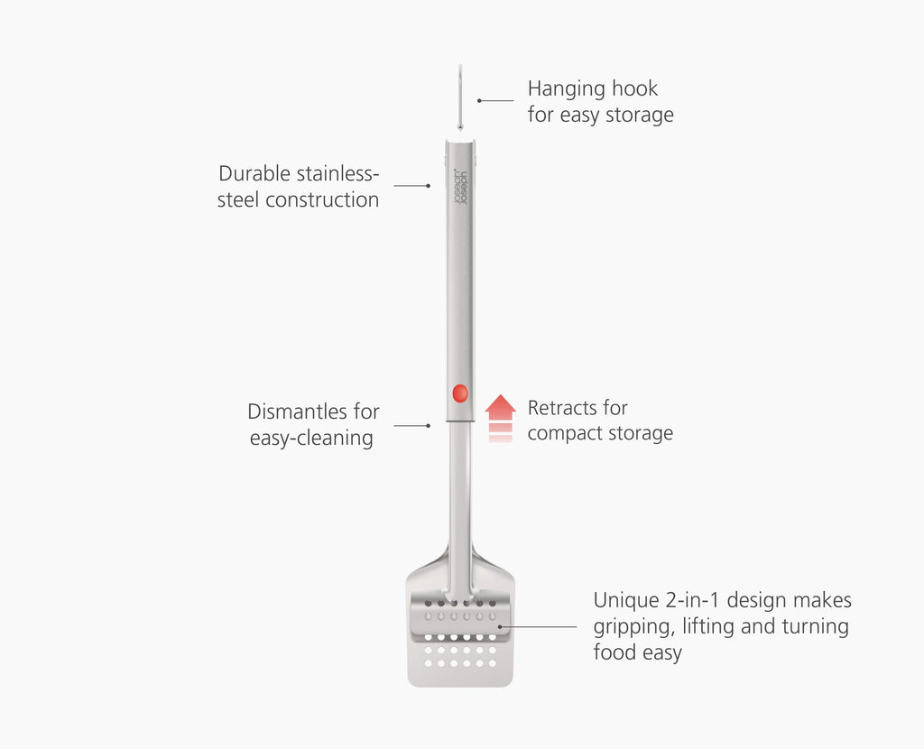 GrillOut™ Stainless-Steel BBQ Turner Tongs with Extending Handle