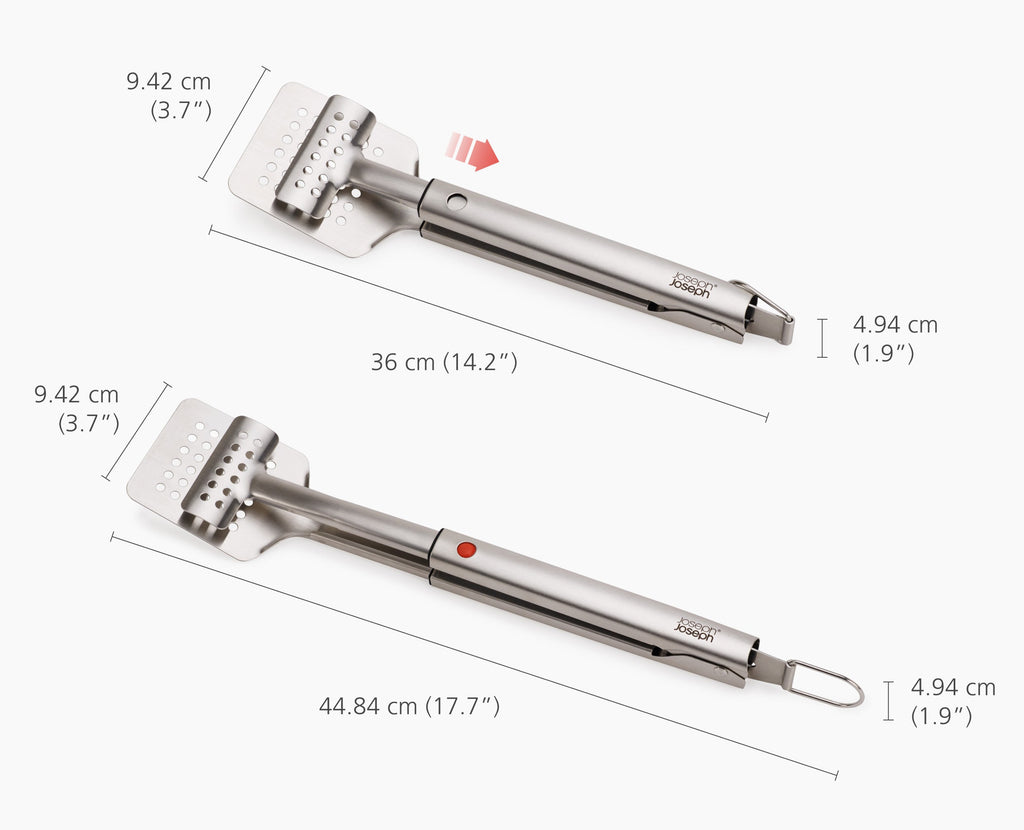 GrillOut™ Stainless-Steel BBQ Turner Tongs with Extending Handle