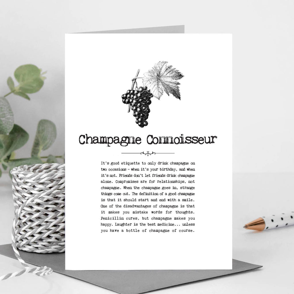 Champagne Connoisseur Card, Celebration Card