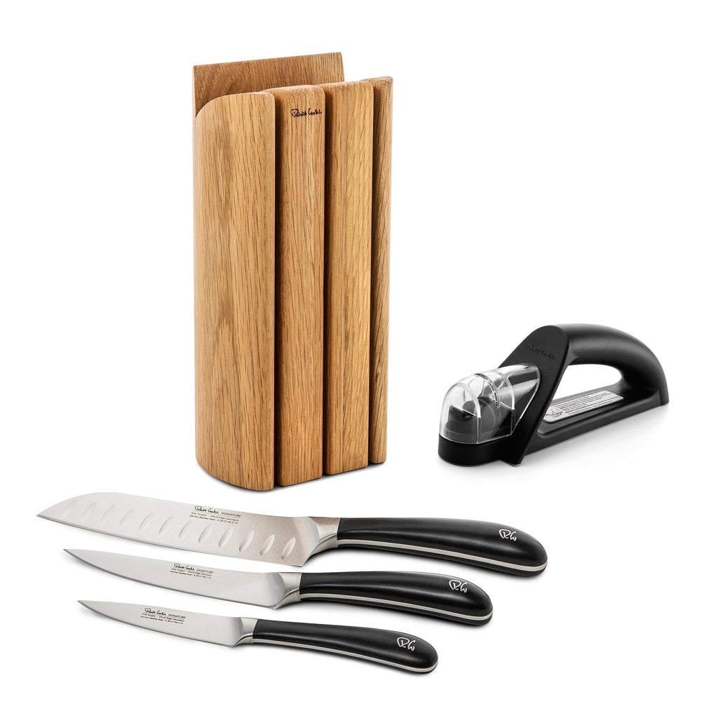 Signature Book Oak Chef's Set with Knife Sharpener