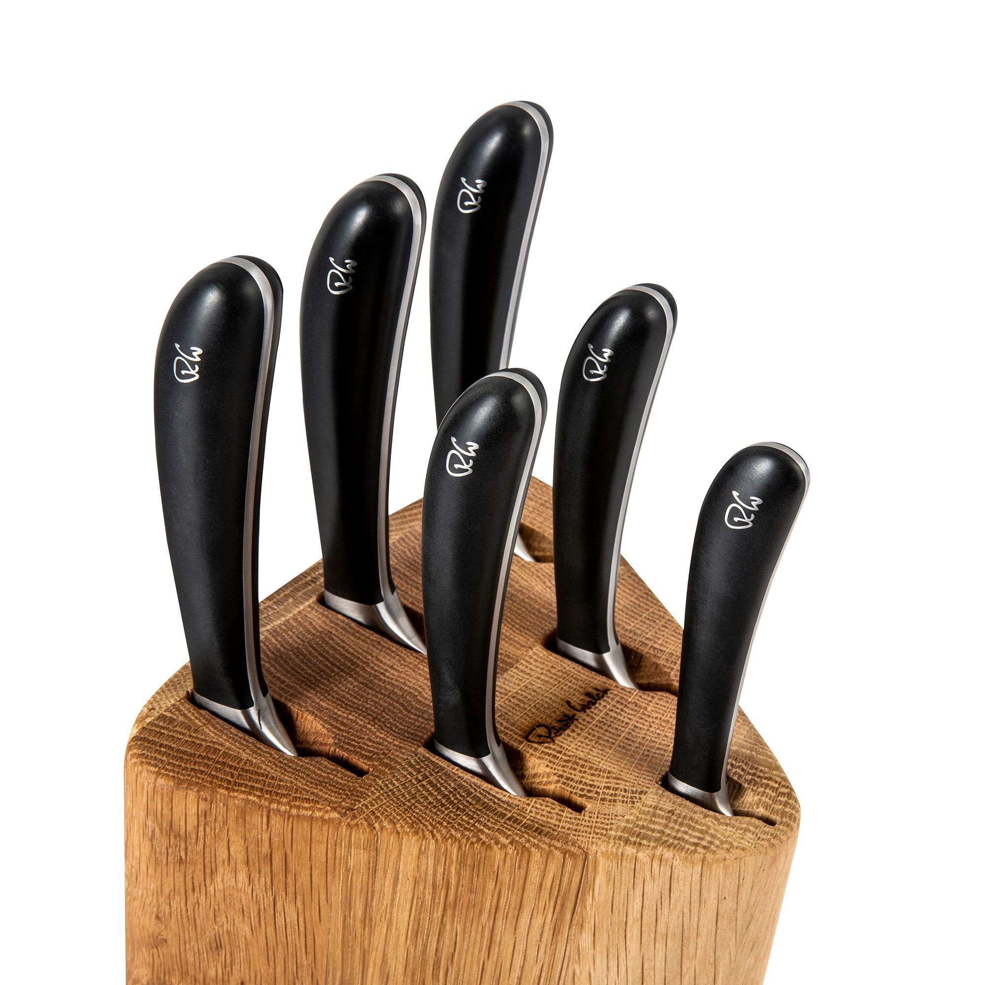 Signature Prism Oak Knife Block Set with Classic Chopping Board 38cm and Sharpener