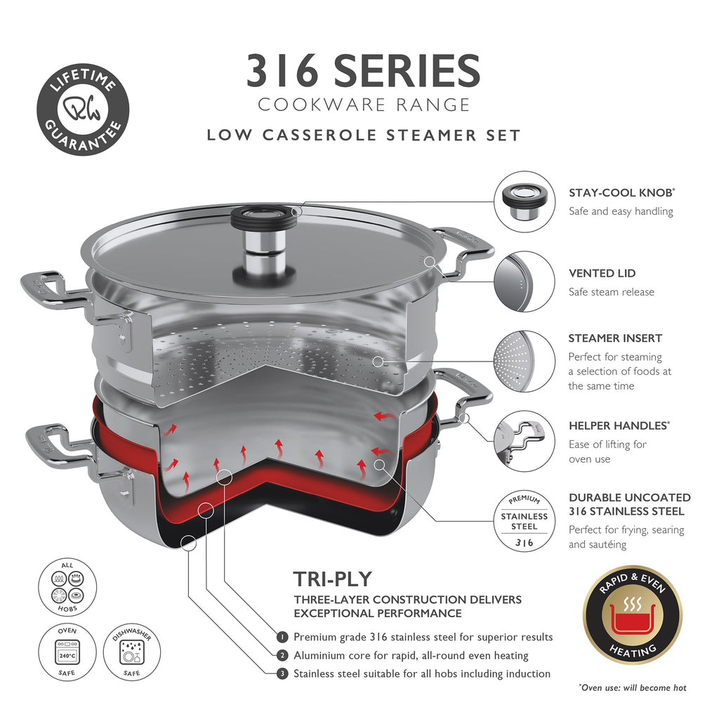 Robert Welch 316 Series Cookware 28cm Steamer Set, 2 Piece