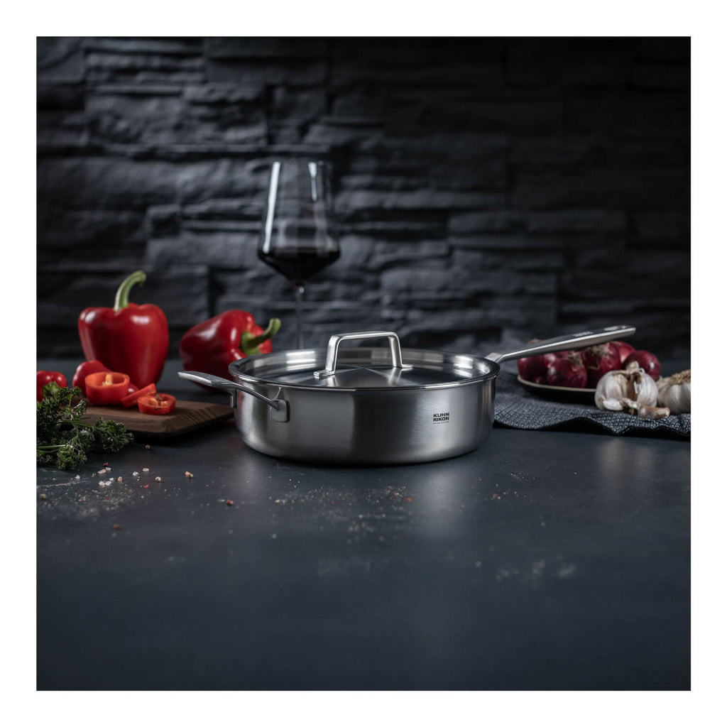 Kuhn Rikon Culinary FivePly 28cm Uncoated Sauté Pan with Lid & Helper Handle
