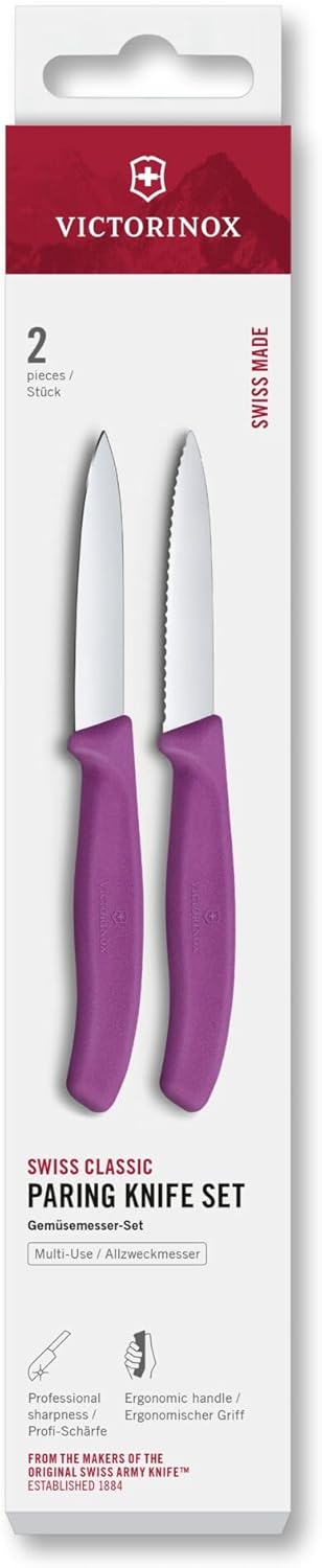 Victorinox Stainless Steel 10cm Paring Knife Set, 2 Piece (Serrated & Straight Edge)