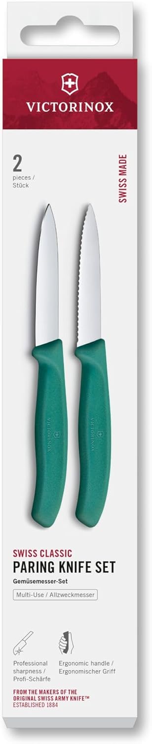 Victorinox Stainless Steel 10cm Paring Knife Set, 2 Piece (Serrated & Straight Edge)