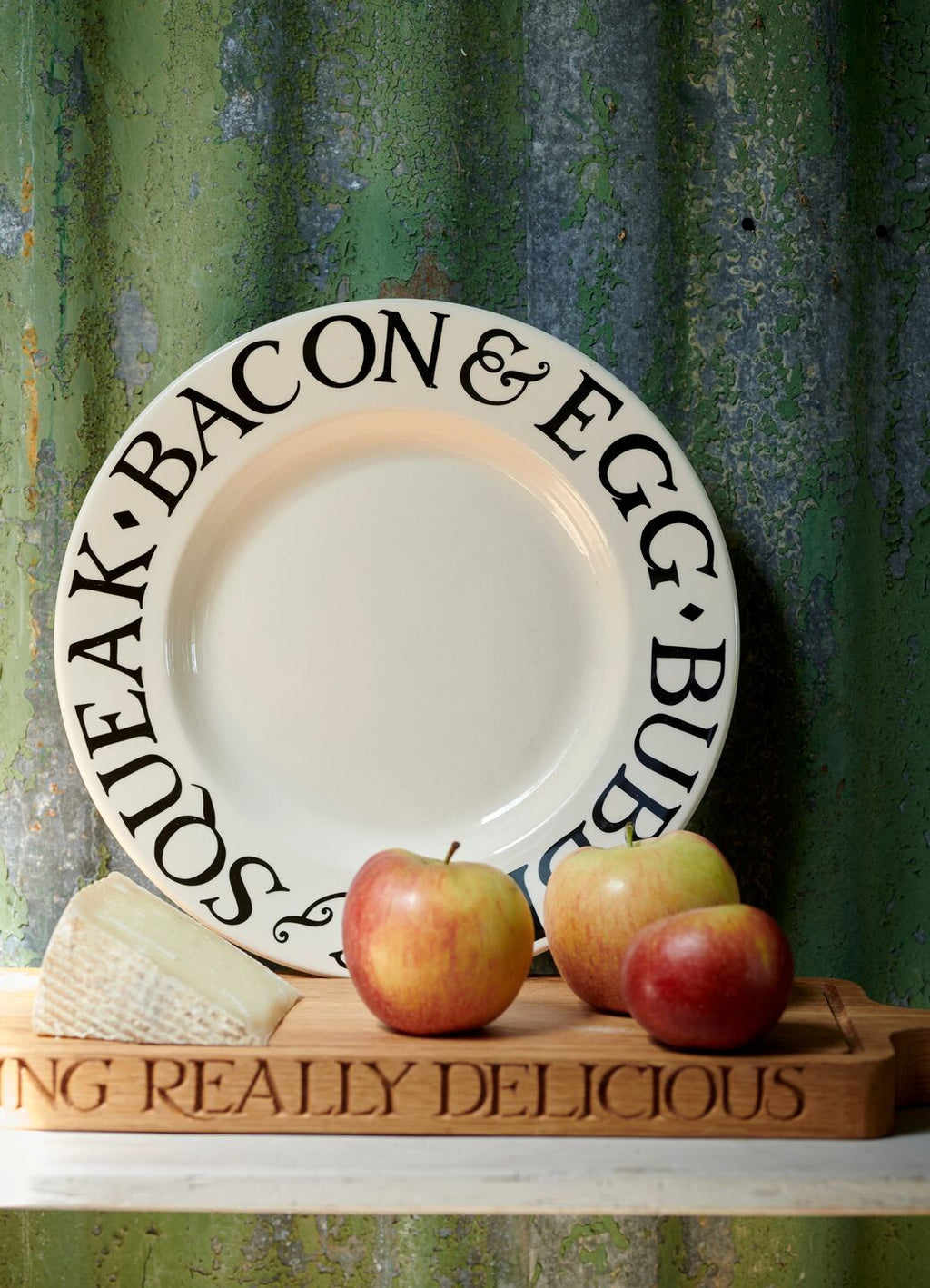Black Toast Bacon & Egg Large Dinner Plate, 10.5 Inch