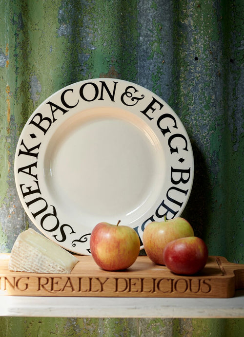 Black Toast Bacon & Egg Large Dinner Plate, 10.5 Inch