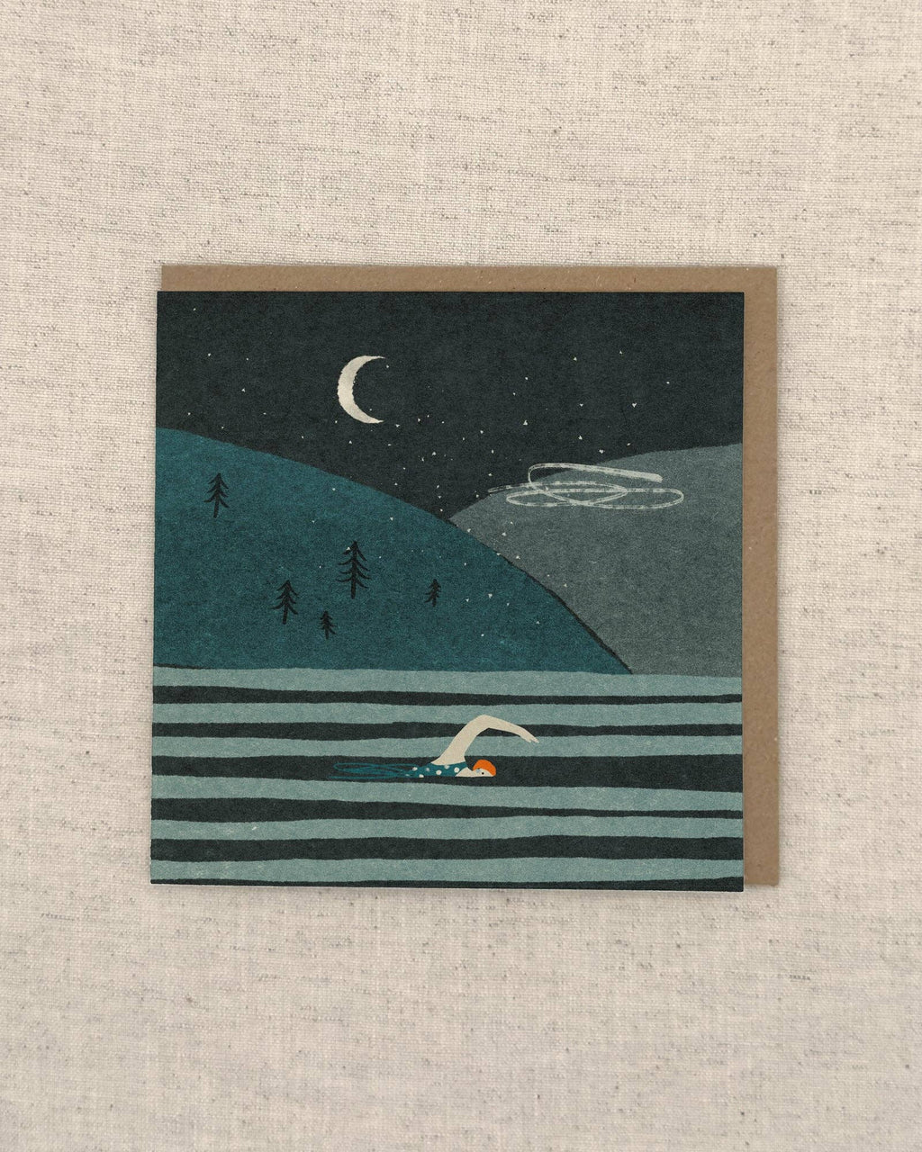Night Swimming Greetings Card