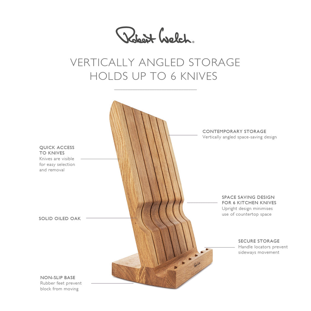 Angle Oak Knife Block in Plain White Box
