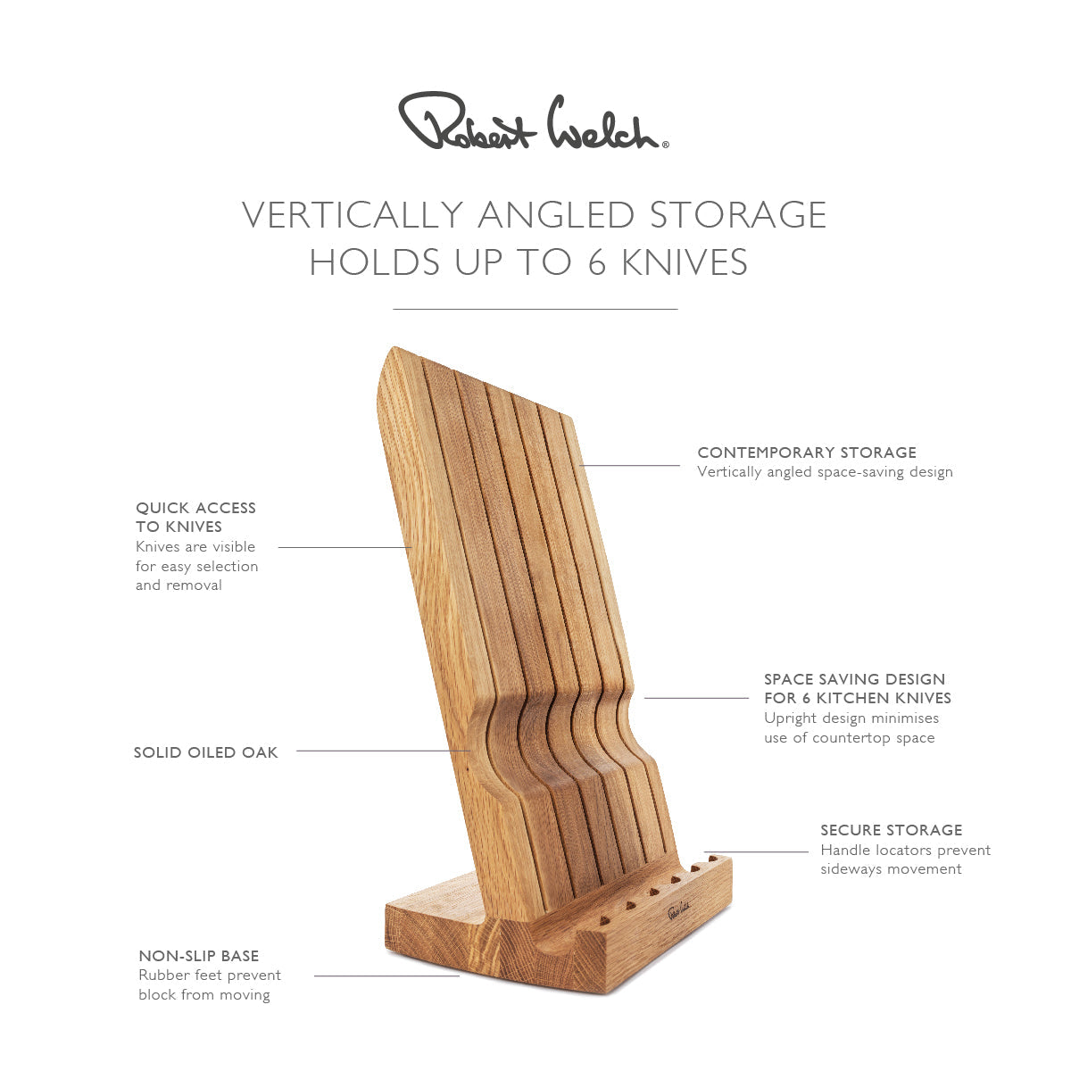 Angle Oak Knife Block in Plain White Box