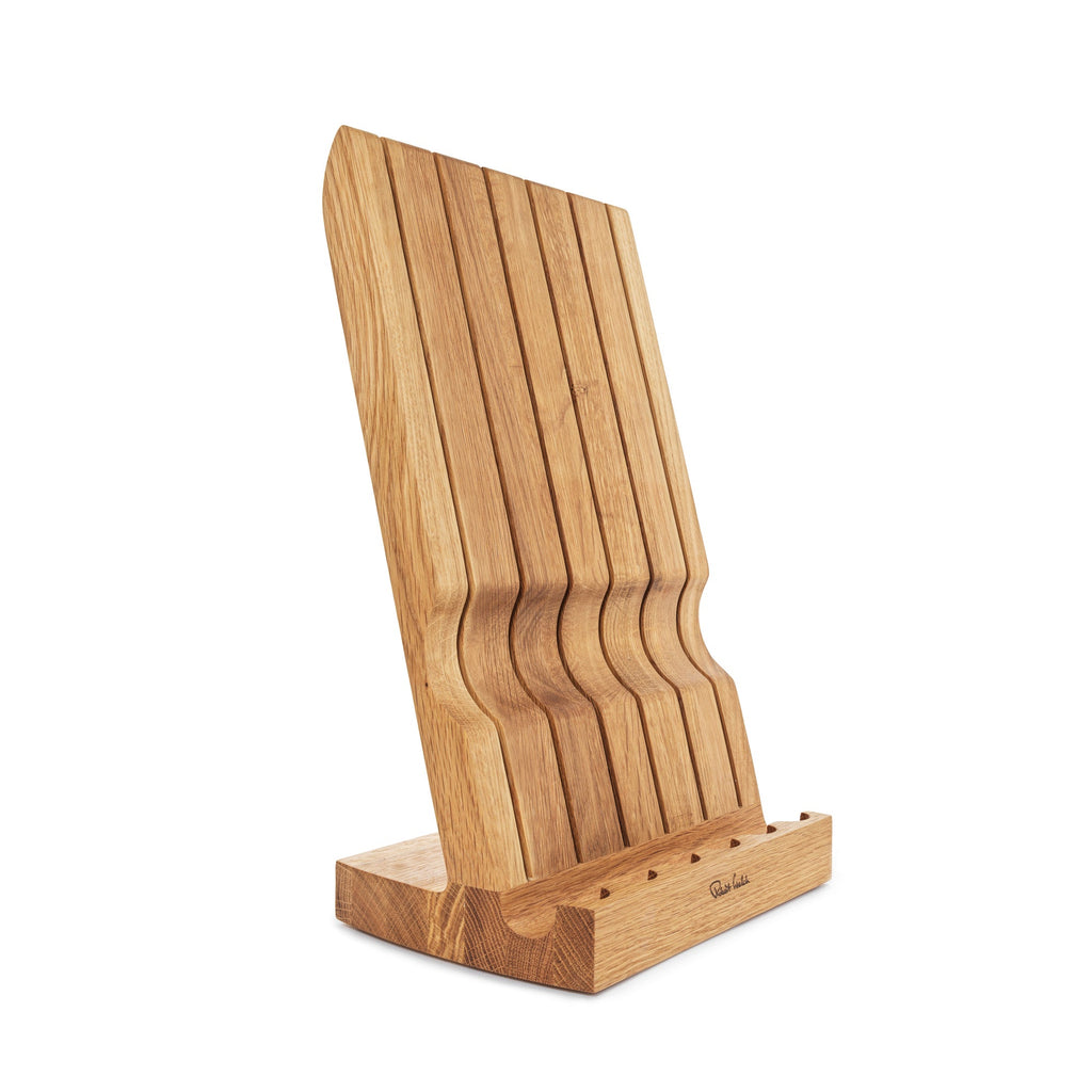 Angle Oak Knife Block in Plain White Box