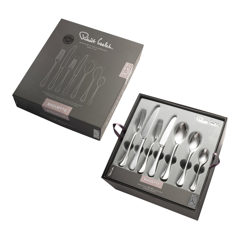 Baguette Bright Cutlery Set, 84 Piece for 12 People