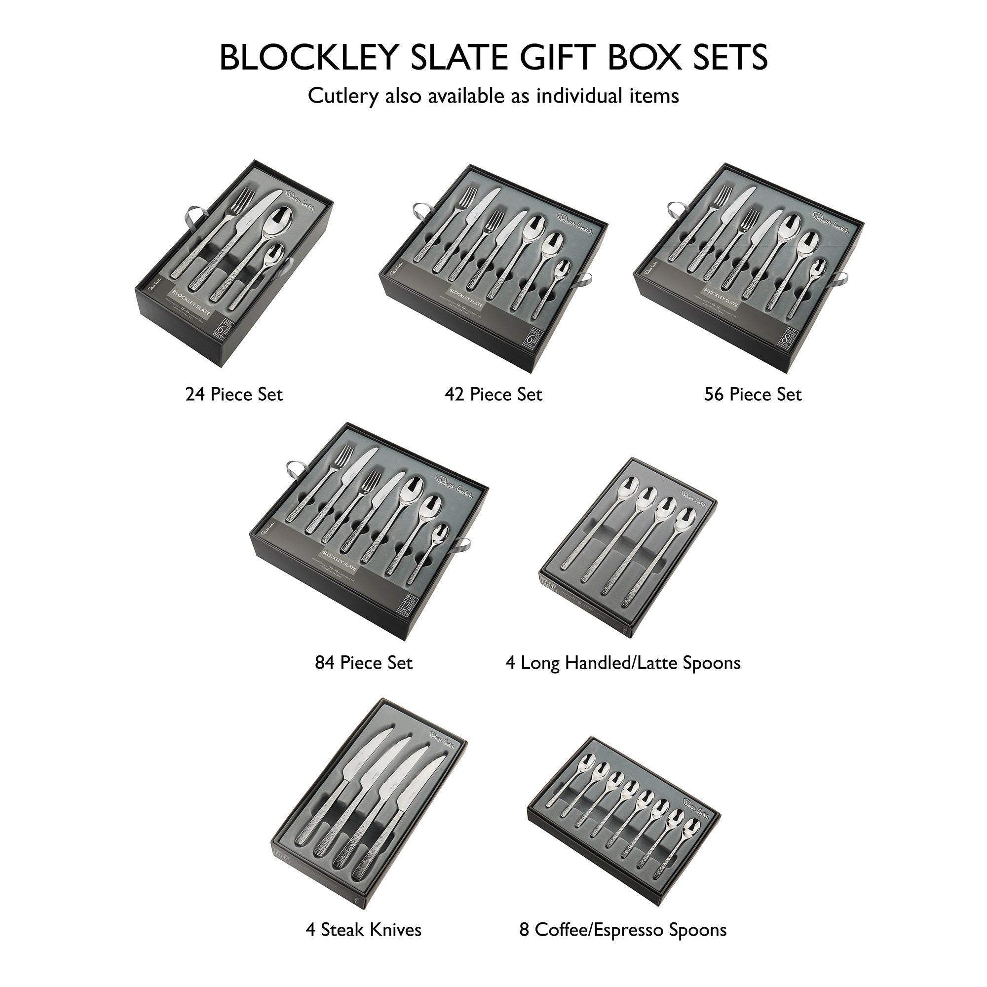Blokley Slate Bright Cutlery Set, 56 Piece for 8 People
