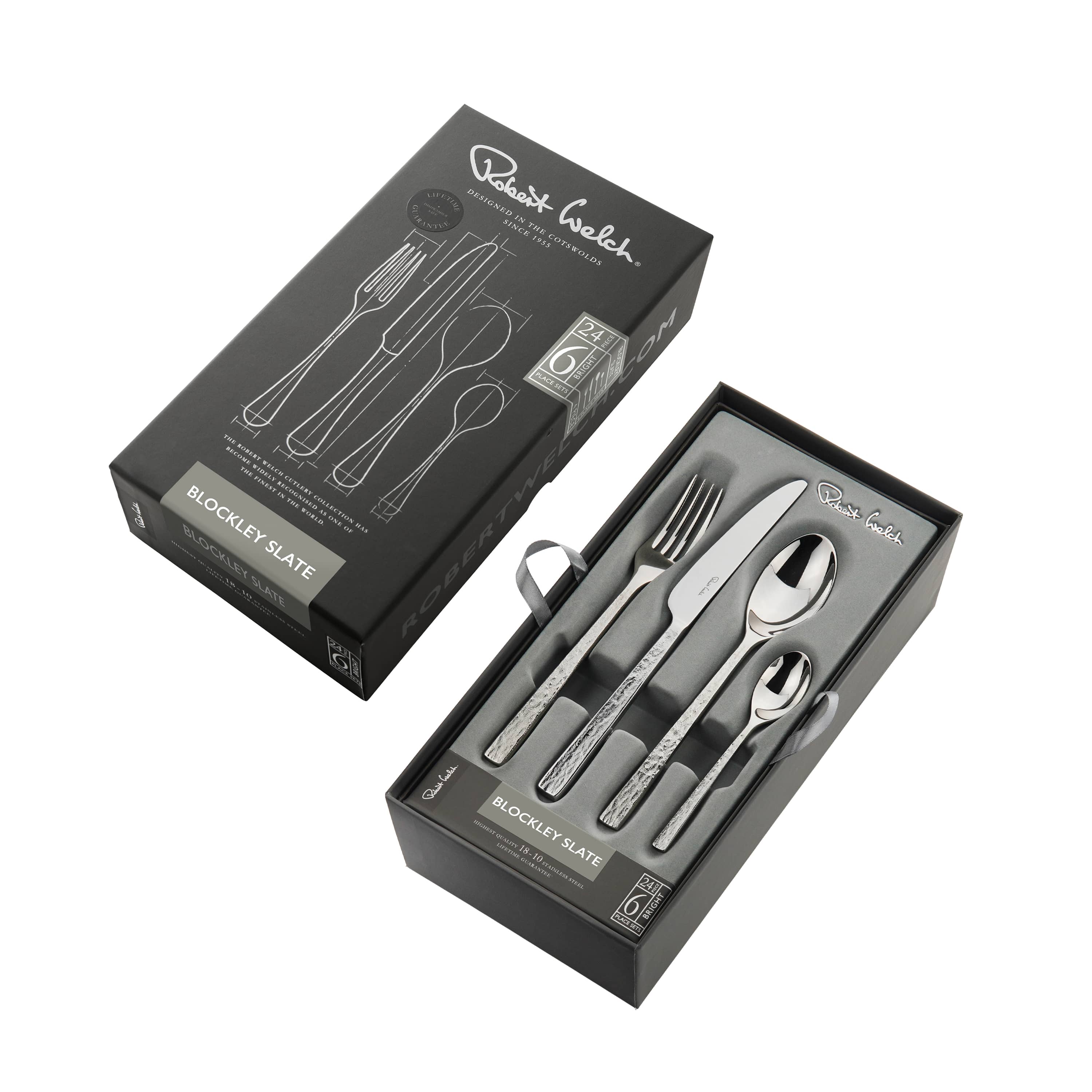 Blokley Slate Bright Cutlery Set, 24 Piece for 6 People