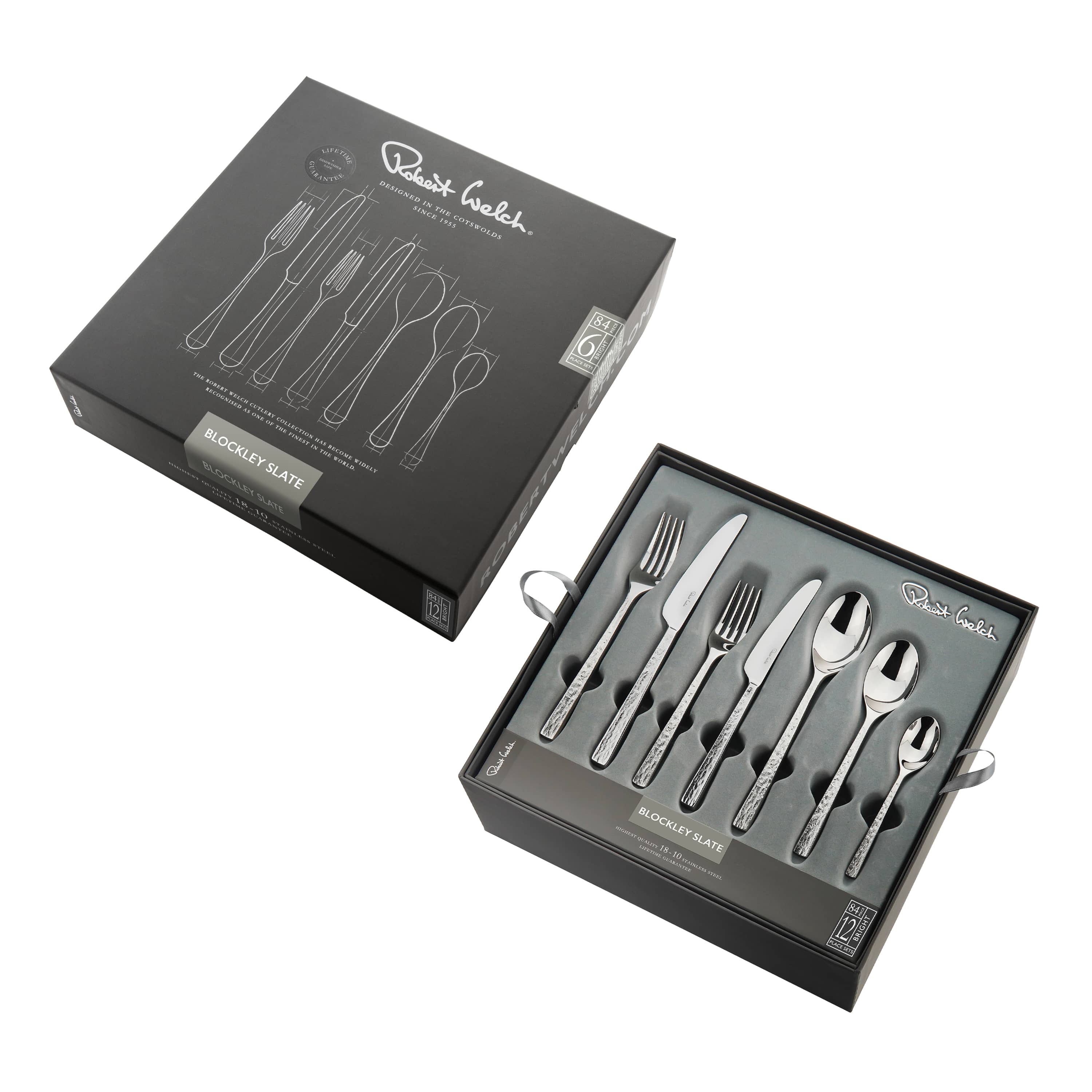 Blokley Slate Bright Cutlery Set, 84 Piece for 12 People