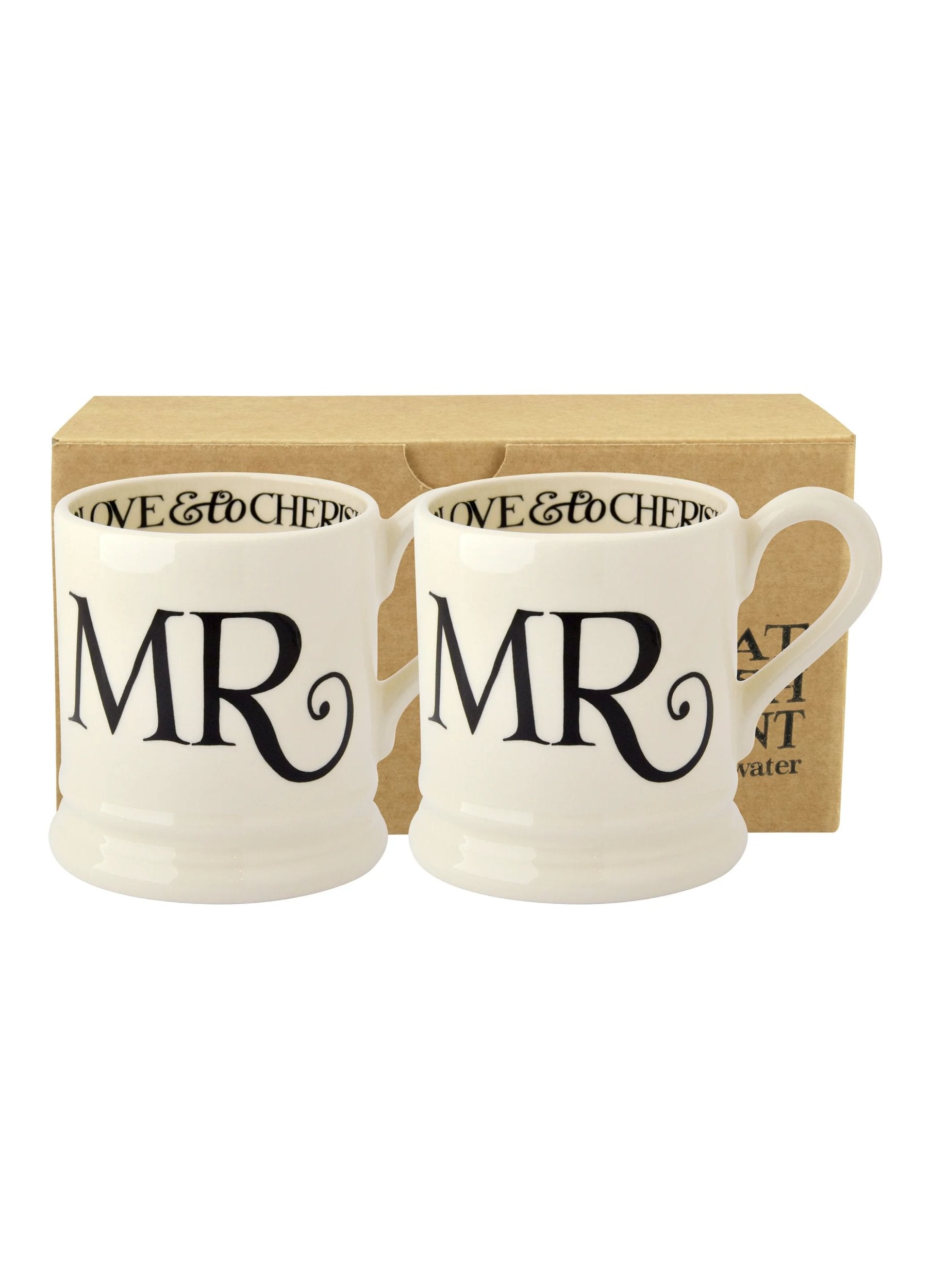 Emma Bridgewater Black Toast Mr. & Mr. Set of 2 1/2 Pint Mugs