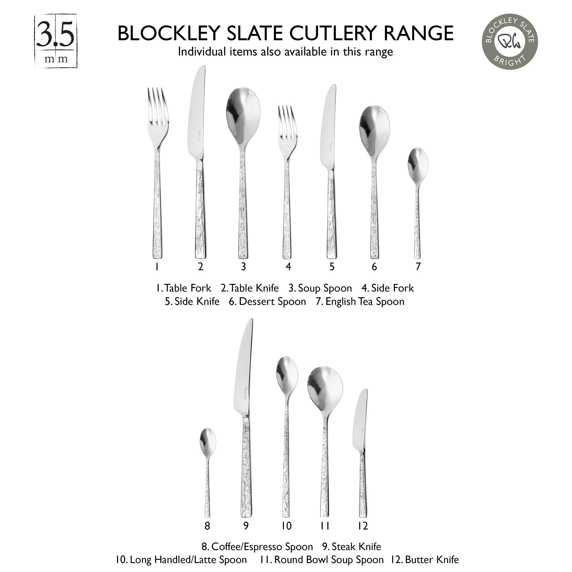 Blokley Slate Bright Cutlery Set, 42 Piece for 6 People