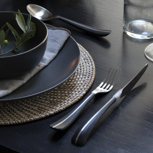 Contour Noir Satin Cutlery Set, 24 Piece for 6 People