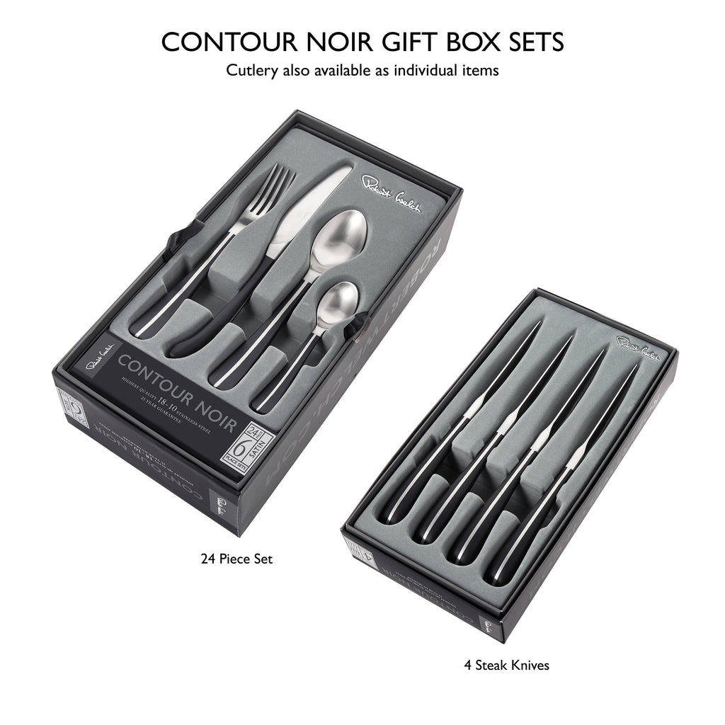 Robert Welch Contour Noir Satin Steak Knife, Set of 4