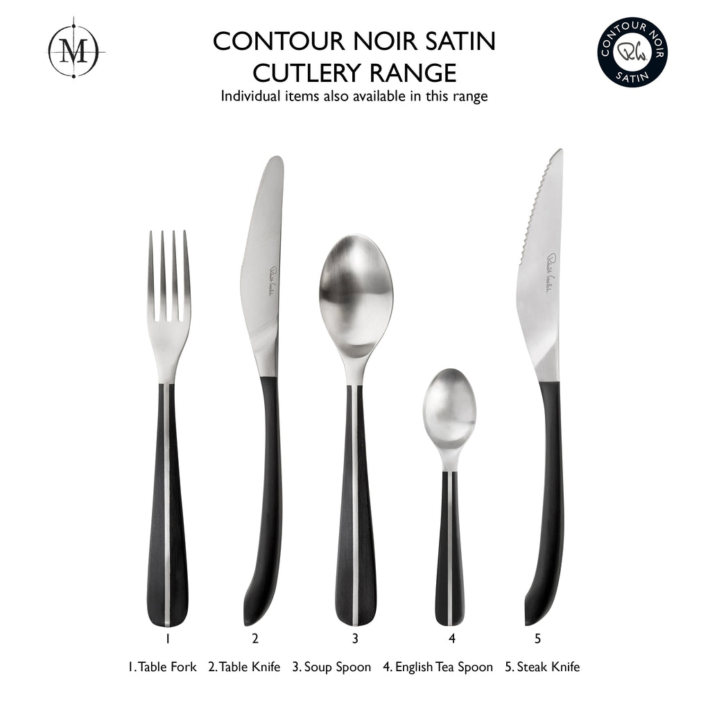 Robert Welch Contour Noir Satin Steak Knife, Set of 4