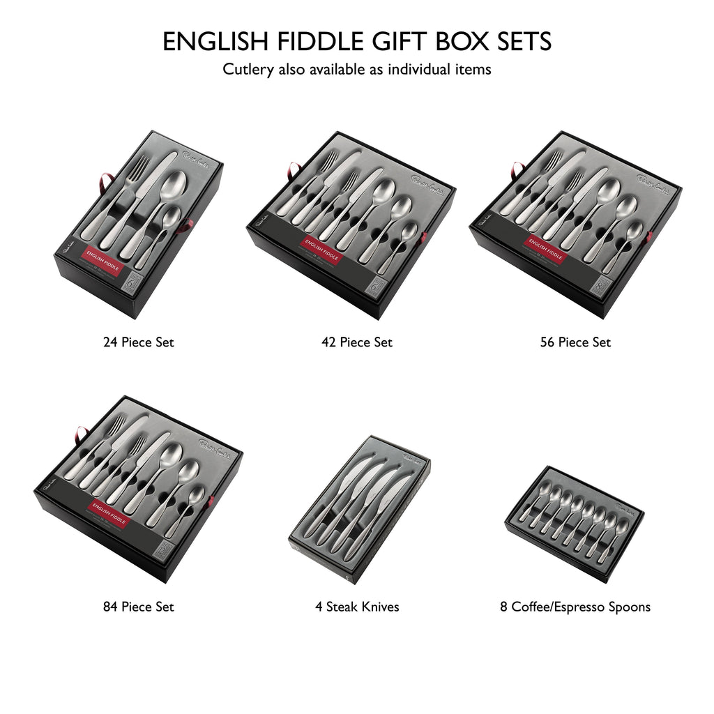 English Fiddle Vintage Cutlery Set, 56 Piece for 8 People