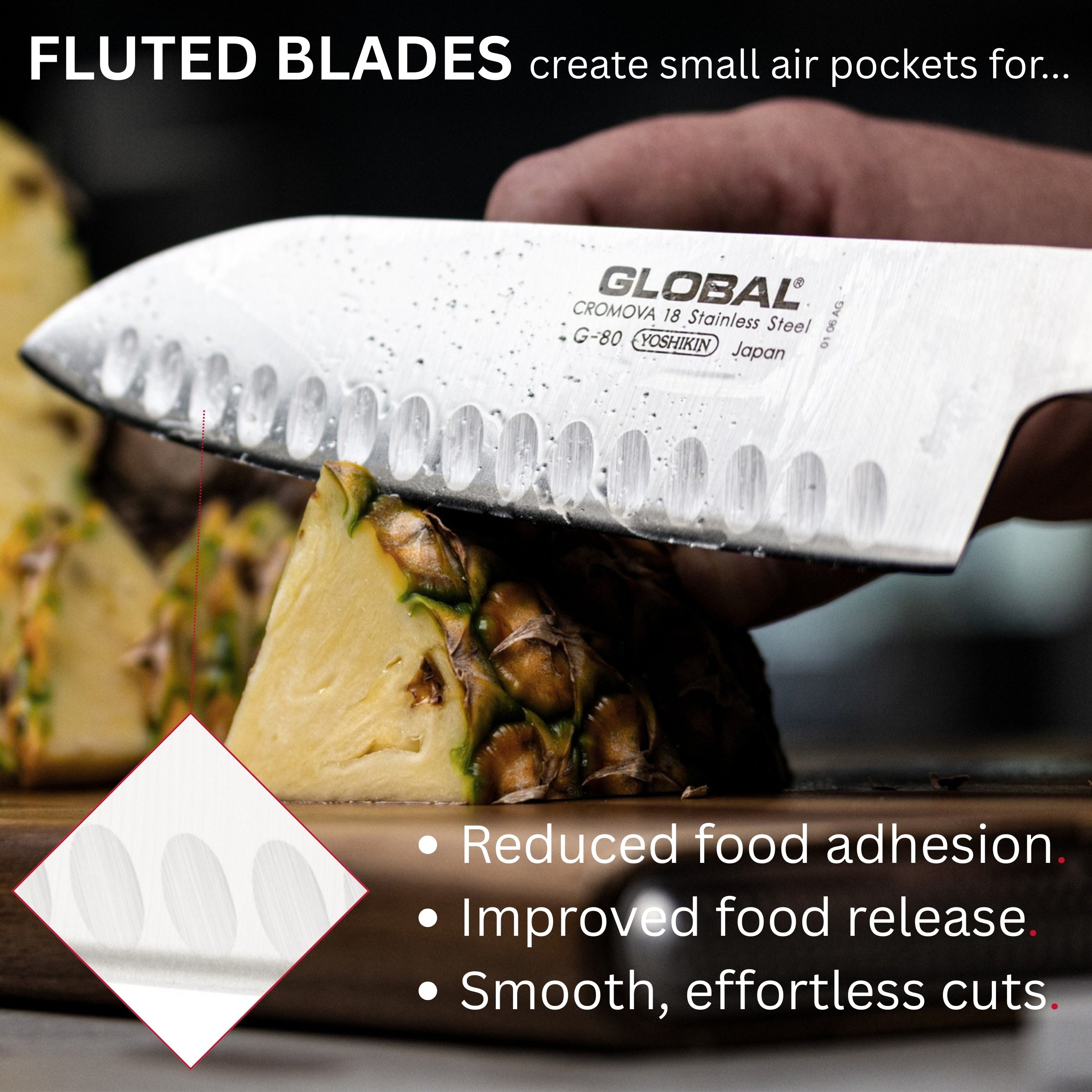 G-80 Santoku Knife Fluted 18cm Blade