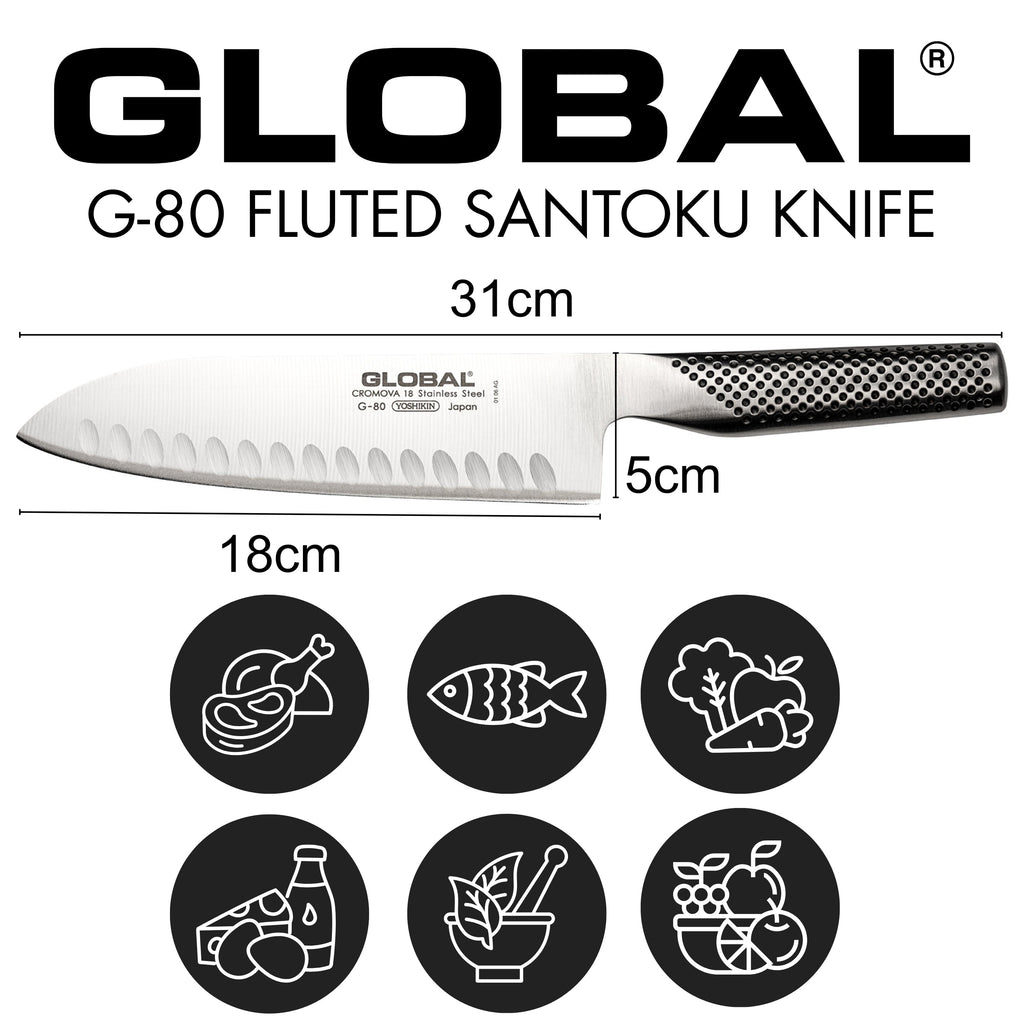 G-80 Santoku Knife Fluted 18cm Blade