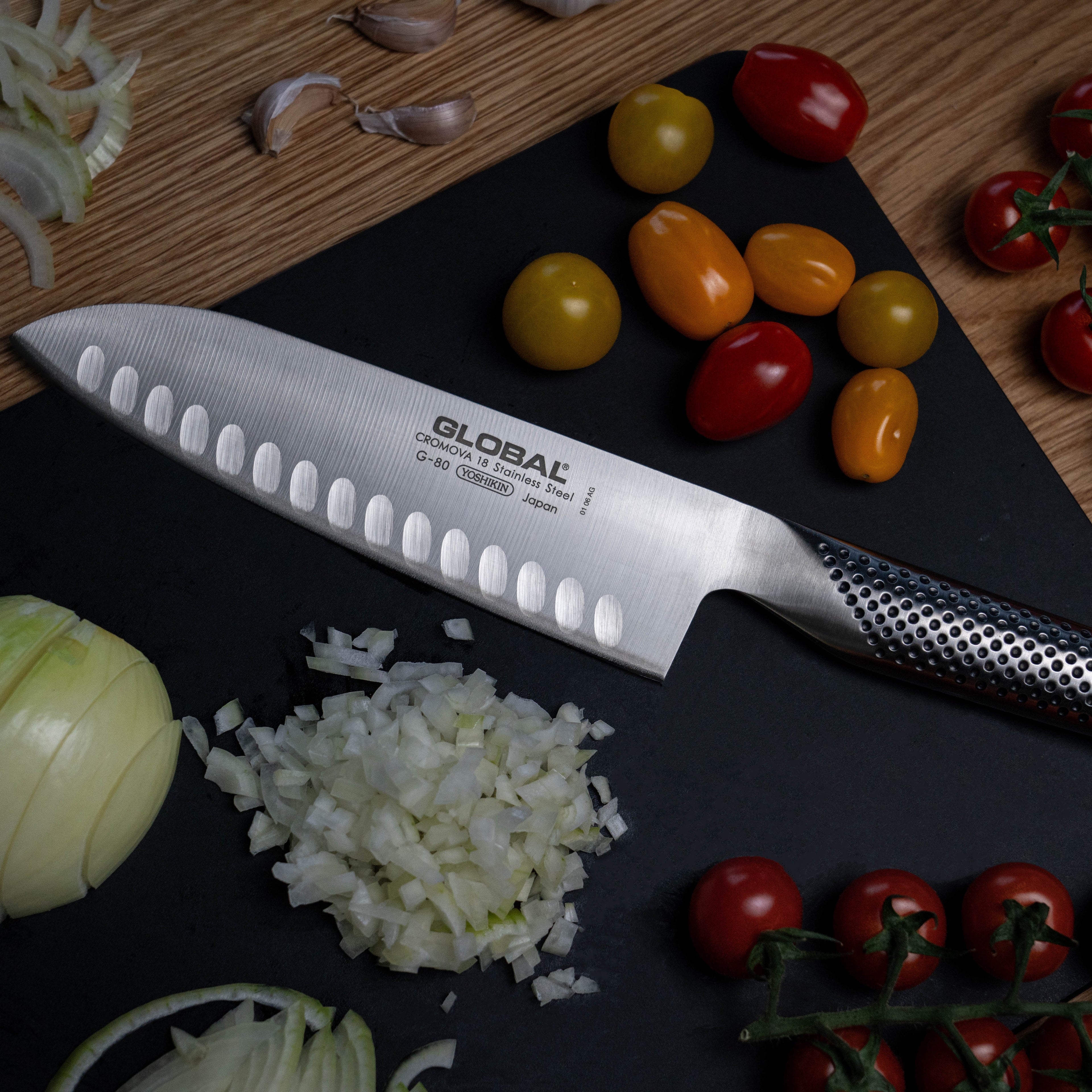 G-80 Santoku Knife Fluted 18cm Blade