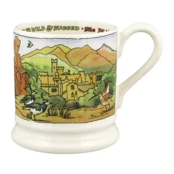 Mug with a scenic design on a white background