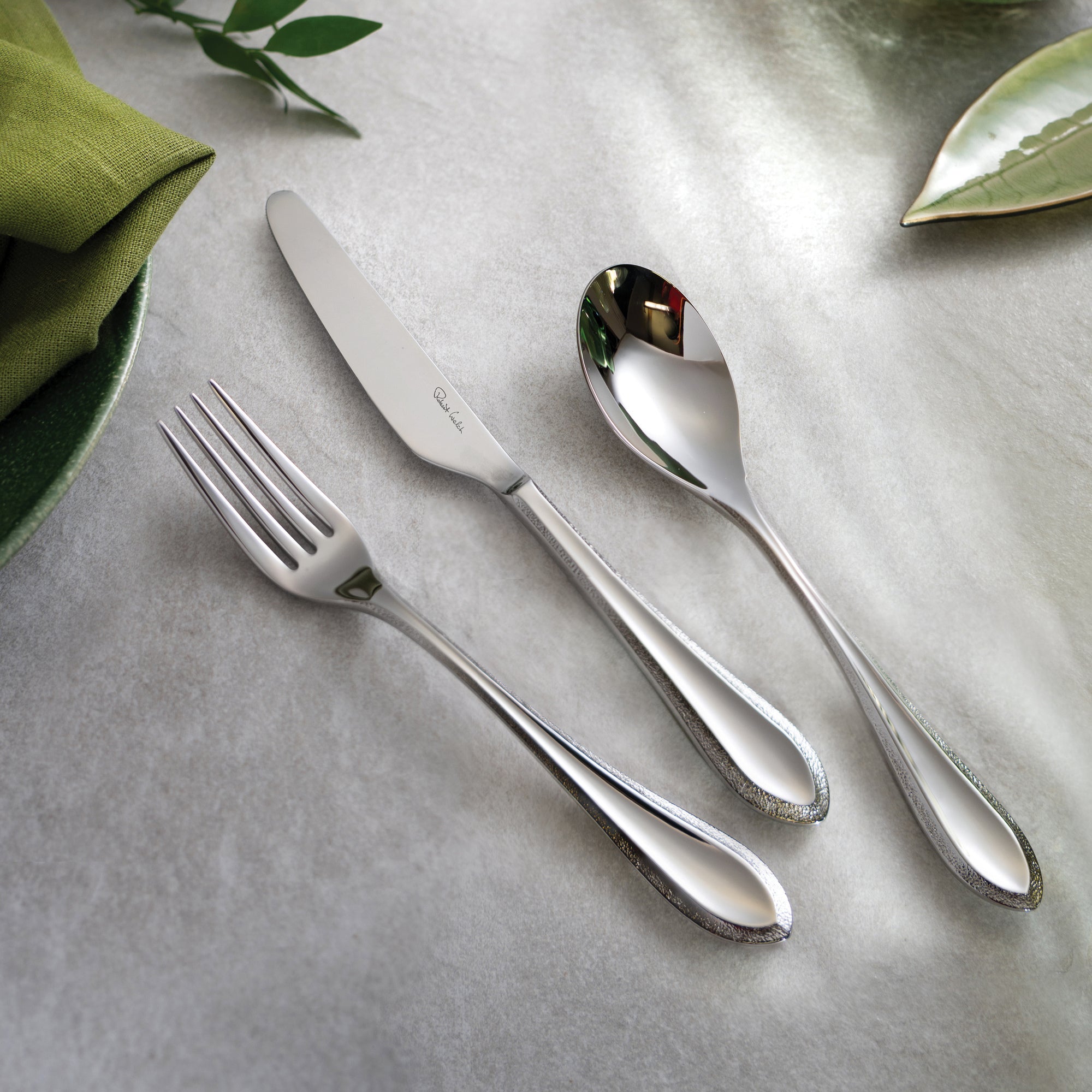Kemble Texture Bright Cutlery Set, 84 Piece for 12 People