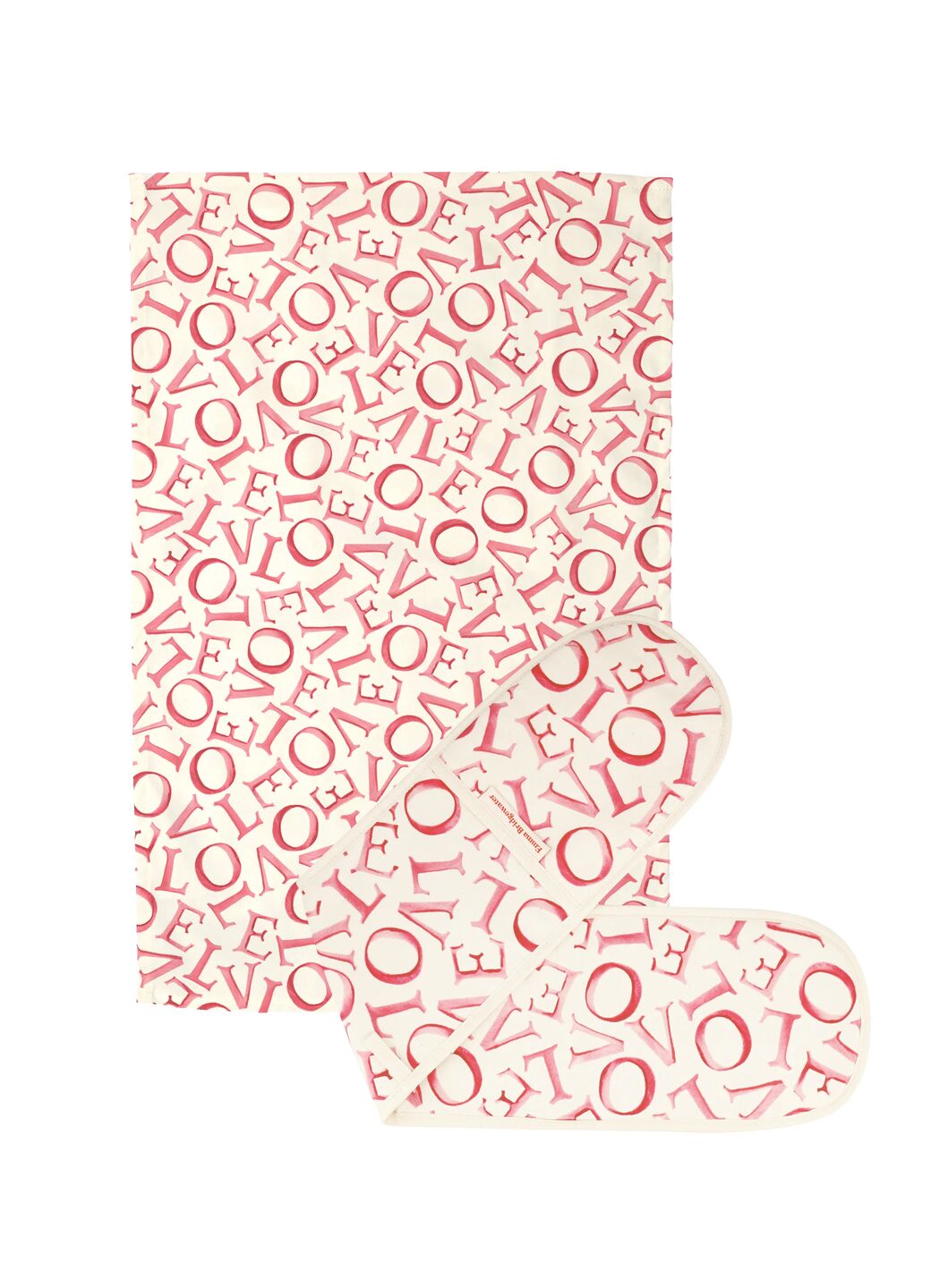 LOVE Double Oven Glove & Tea Towel Set
