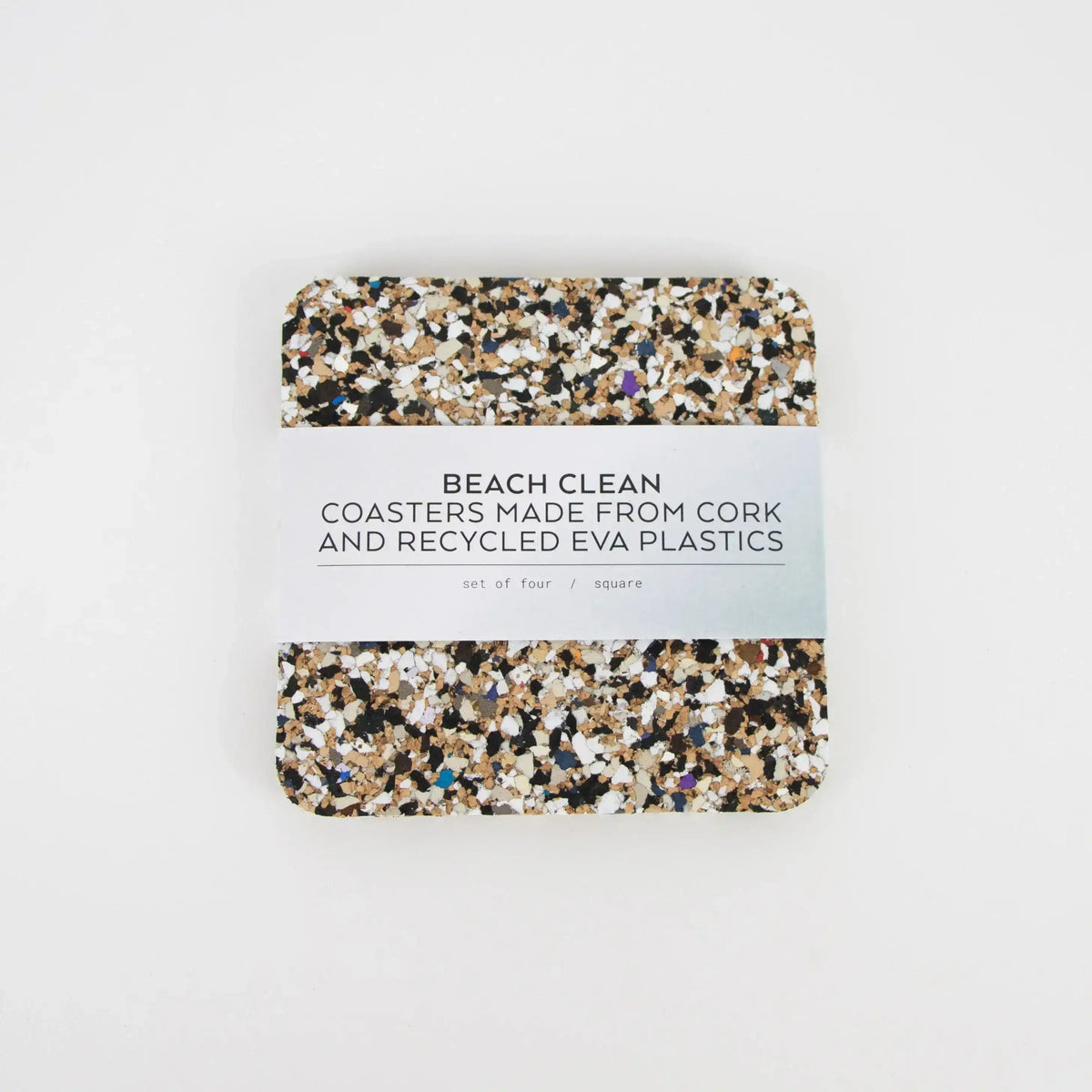 Recycled Beach Clean Square Coasters. set of 4 in wrap
