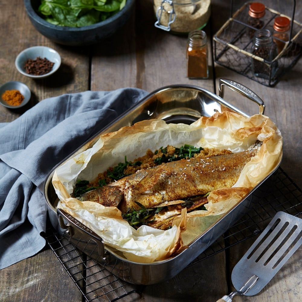 Le Creuset 3 - Ply Stainless Steel Rectangular Roaster 35cm