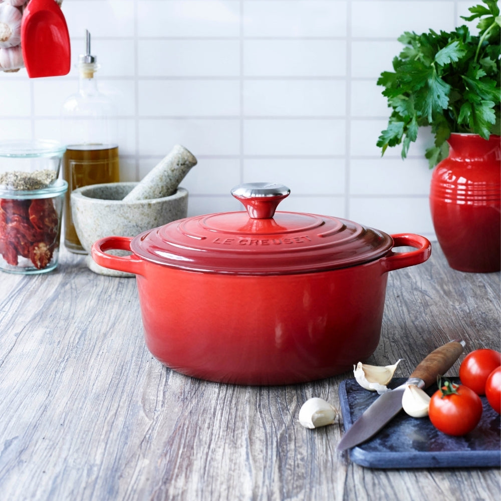 Le Creuset Signature Cast Iron Round Casserole 28cm - Cerise